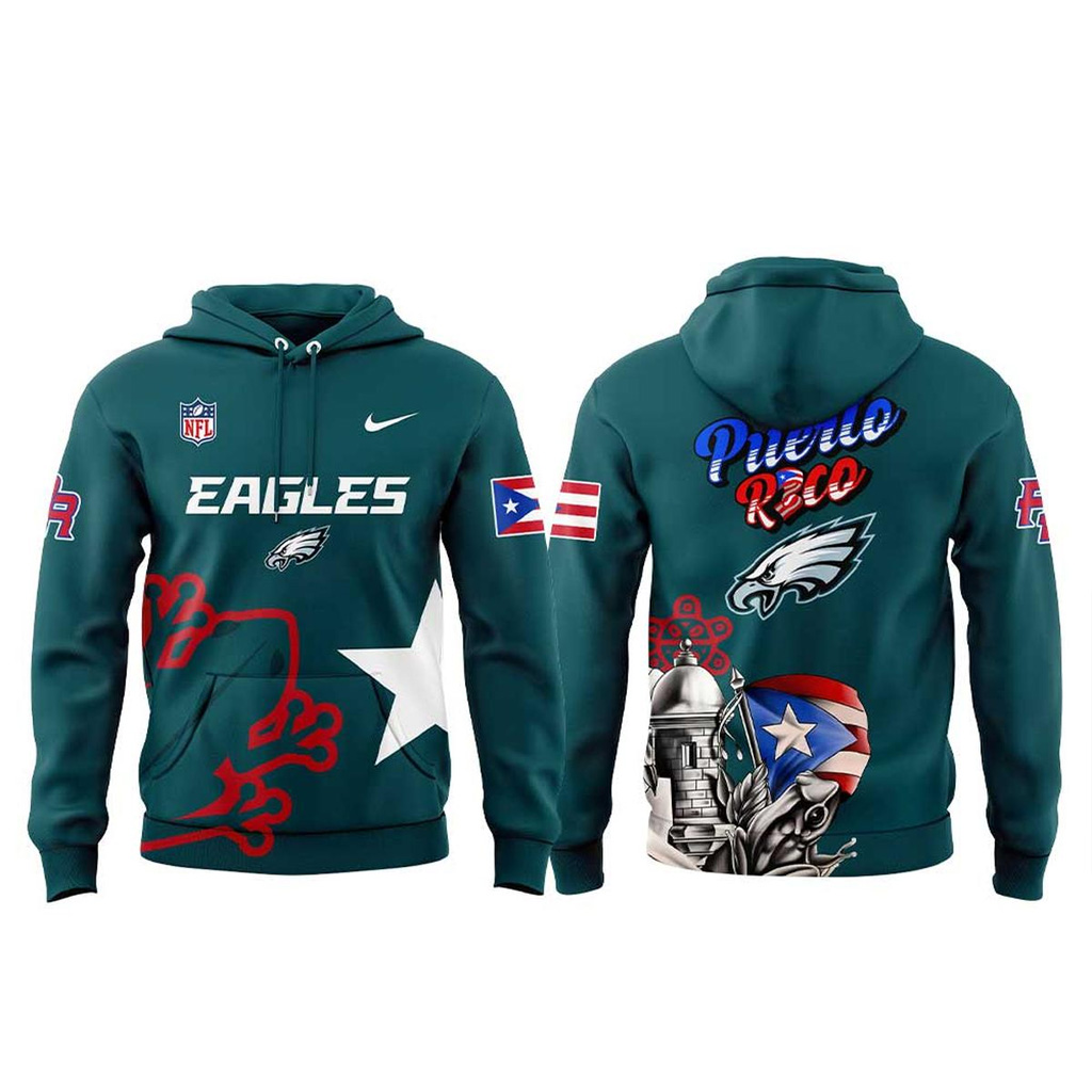 Philadelphia Eagles Puerto Rico 2025 Hoodie Eagles Merch Christmas Gifts For Boyfriend