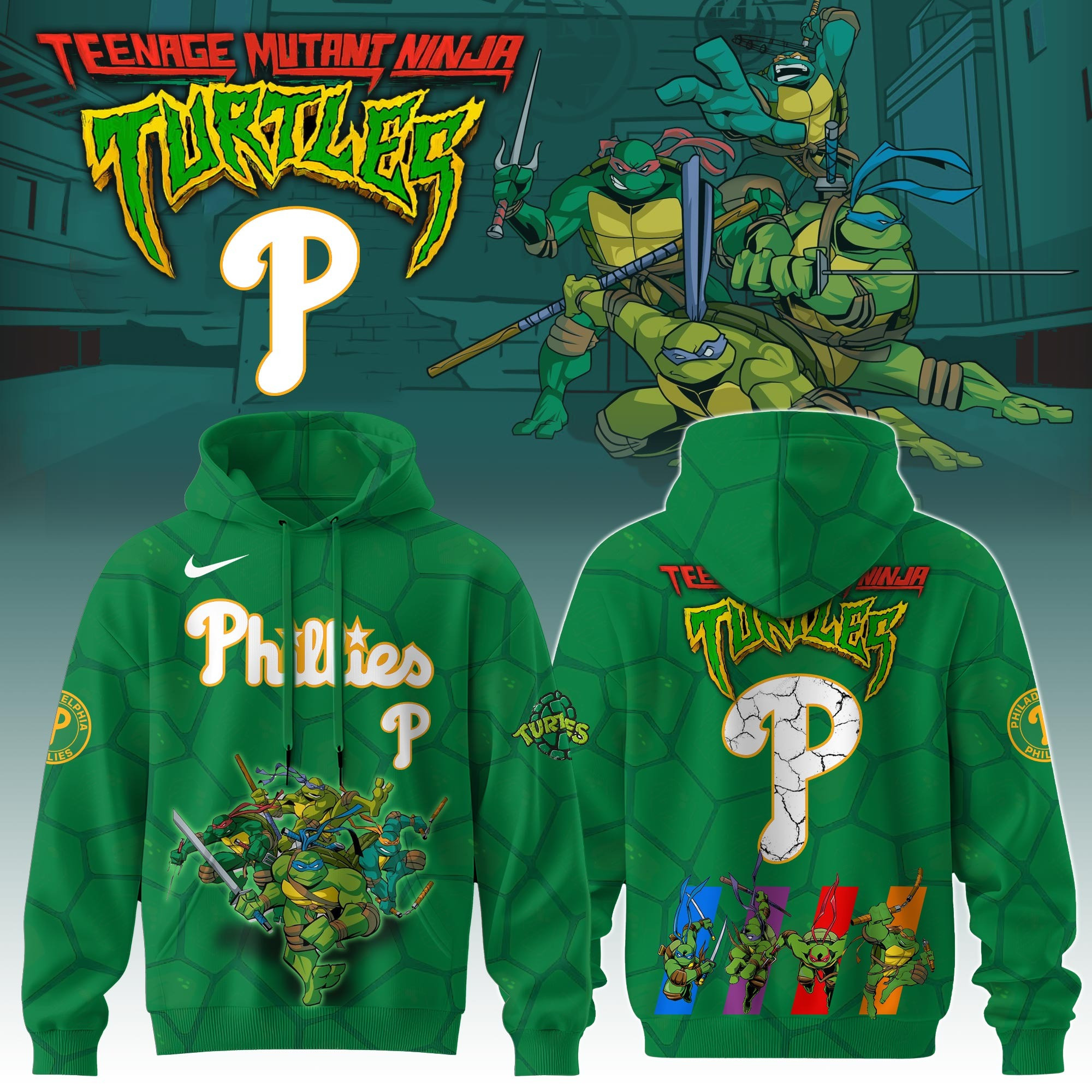 Philadelphia Phillies MLB X Ninja Turtles Hoodie Fan Baseball Ninja Turtles Lovers Gifts