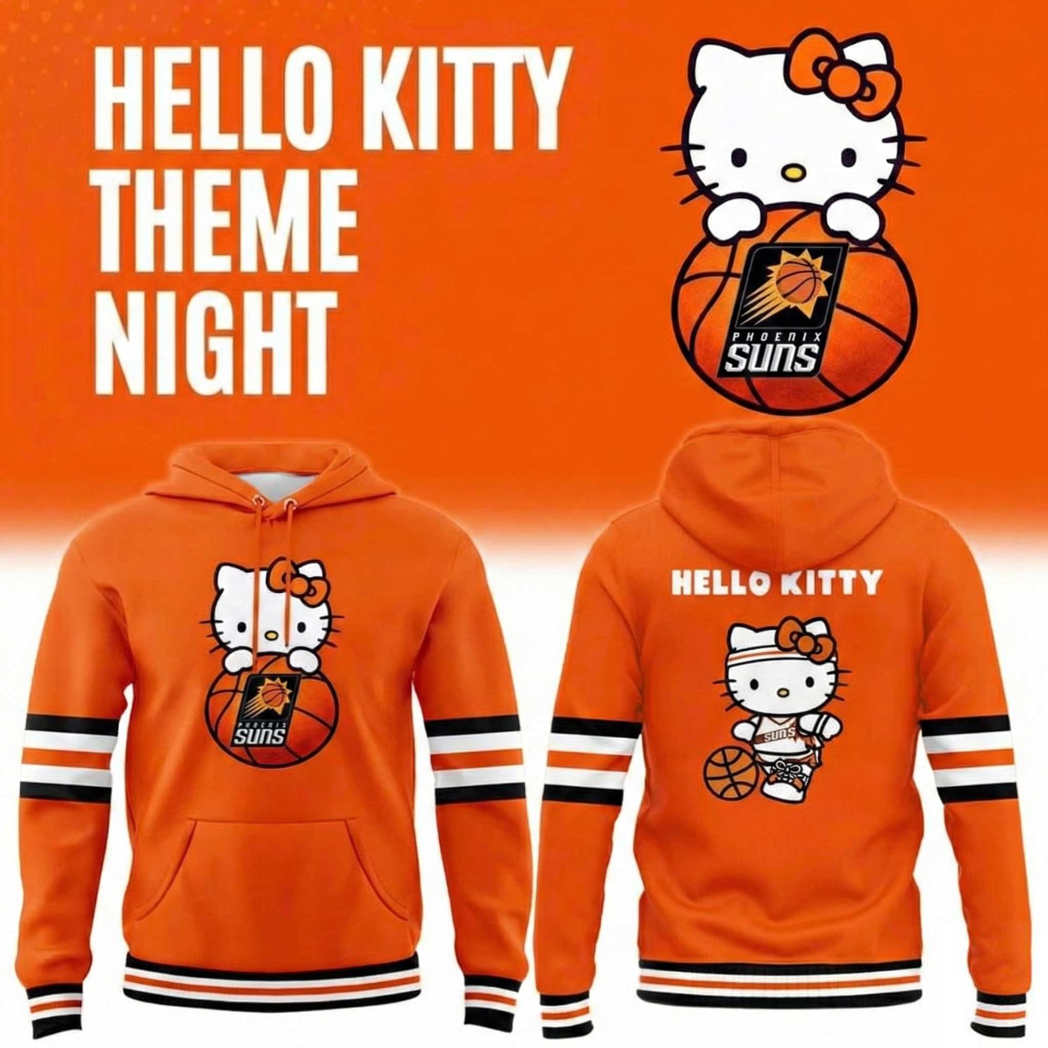Phoenix Suns x Hello Kitty Night Hoodie Suns Merch Best Gift For NBA Lovers