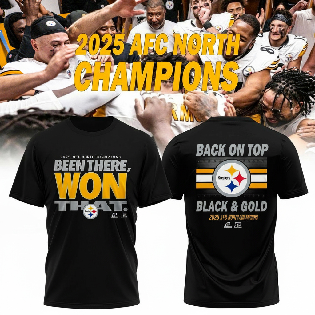 Pittsburgh Steelers 2025 AFC North Champions T-Shirt Steelers Merch Best Gift For NFL Fans