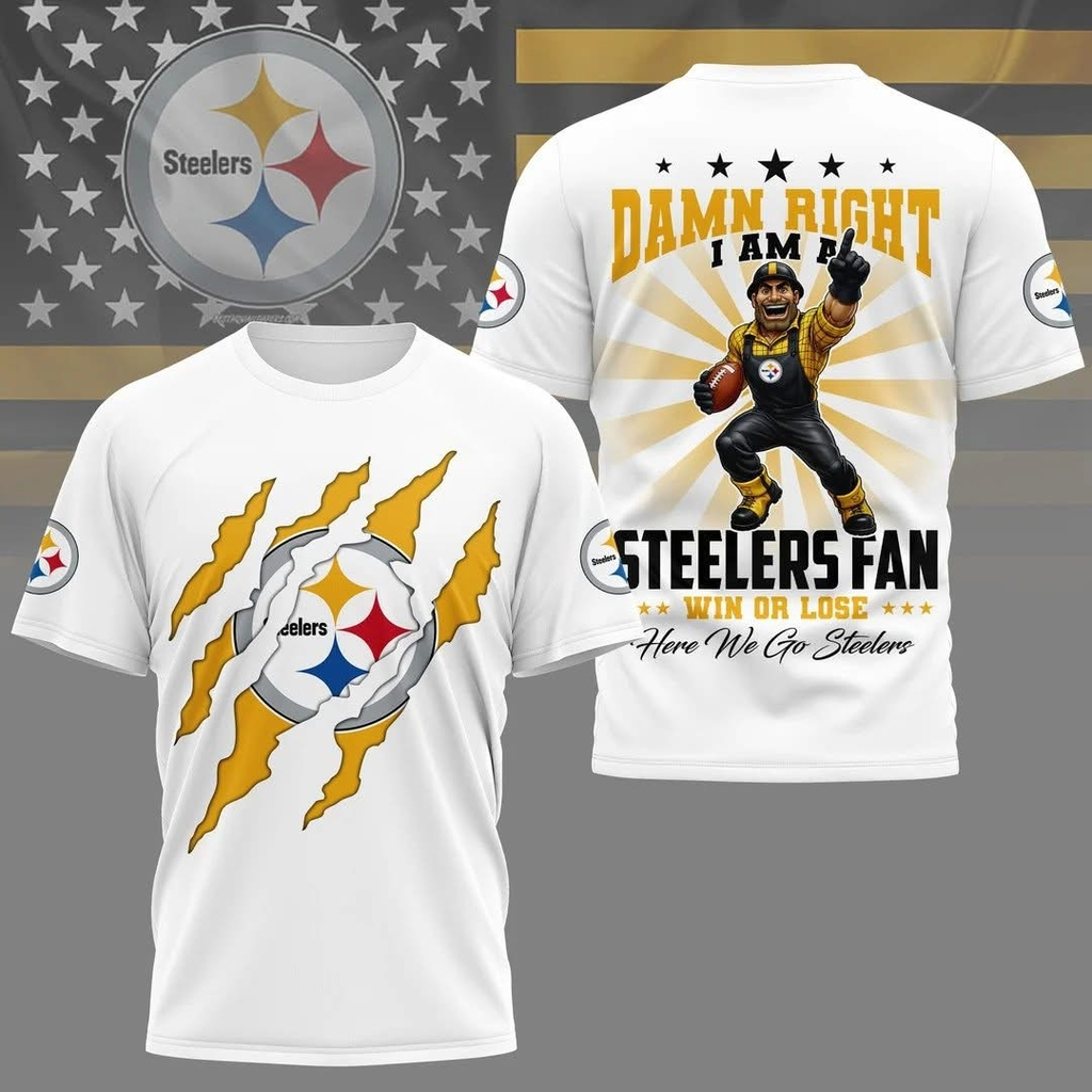 Pittsburgh Steelers Football Damn Right I Am A Steelers Fan Win Or Lose T-Shirt Best Gift For Fans