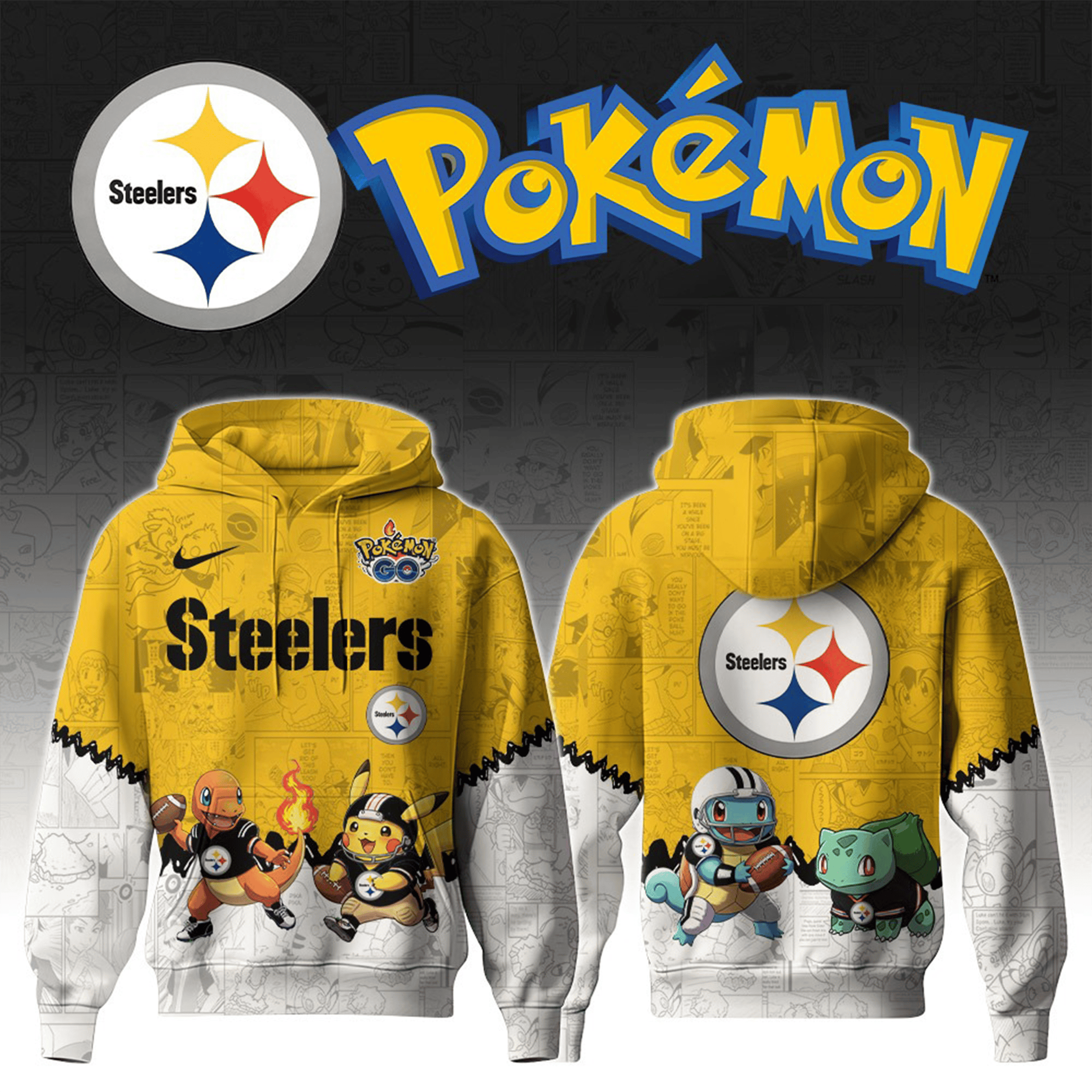 Pittsburgh Steelers x Pokemon Hoodie Steelers Merch Best Gift For Football Fans