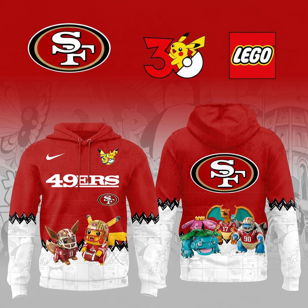 Pokémon x San Francisco 49ers 30 Years Hoodie 49ers Merchandise Best Gift For Football Fans