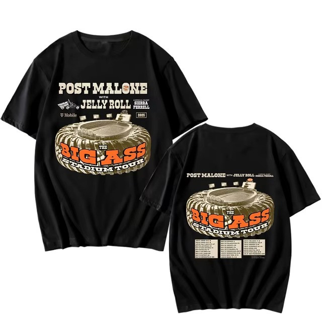 Post Malone Jelly Roll The Big Ass Stadium Tour Merch T-Shirt 2025 Apparel Fan Merch Items