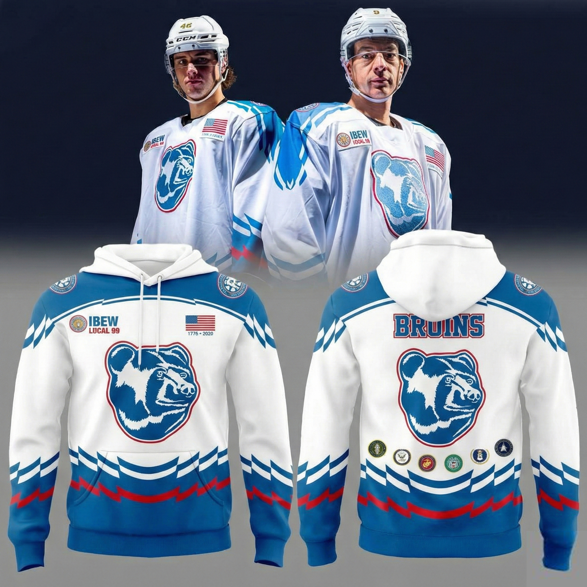 Providence Bruins Merch Military Appreciation Weekend Hoodie Providence Bruins Hockey Apparel AHL Fans Gifts