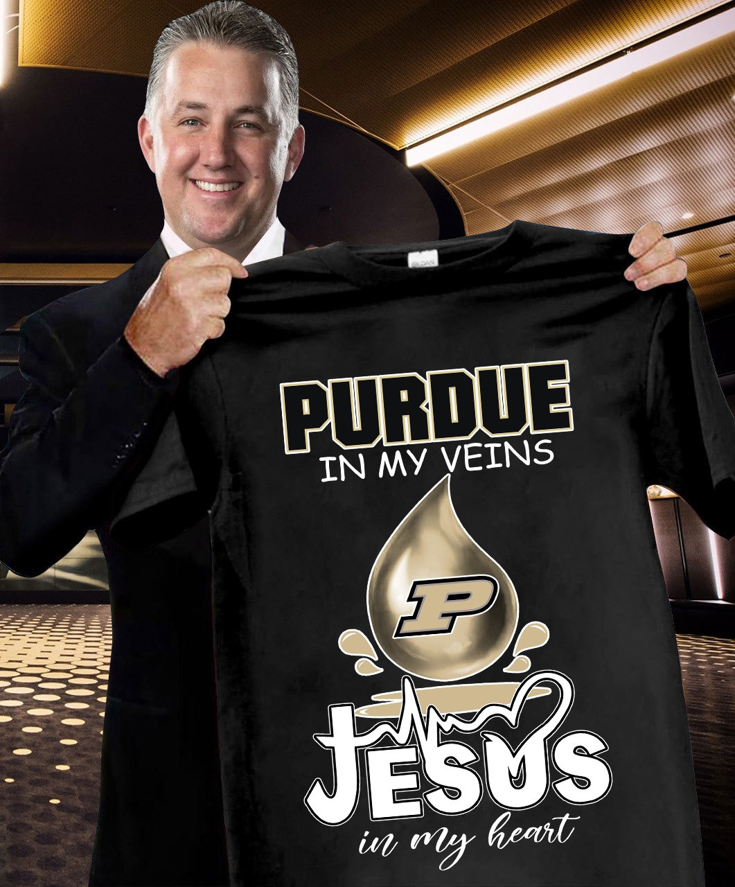 Purdue In My Veins Jesus In My Heart Shirt Basketball Faith Purdue Boilermakers Fan Gifts