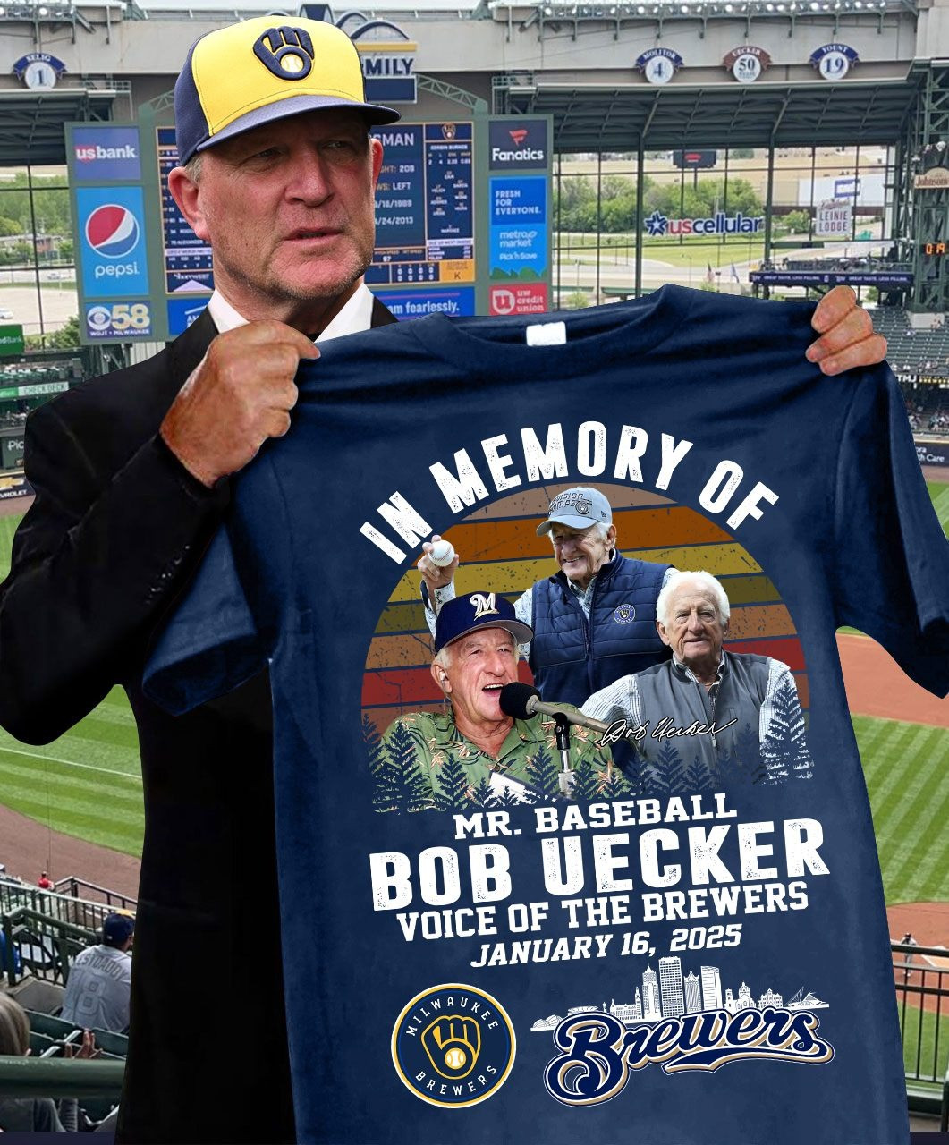 RIP In Memory Of Mr. Baseball Bob Uecker T-Shirt Voice Of The Milwaukee Brewers Fan Gifts