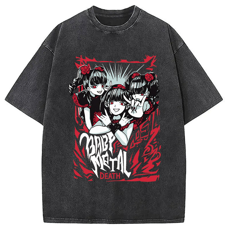Rare Babymetal Japanese Kawaii Washed T-Shirt Unique Aesthetic Fashion Tee Gifts For Besties