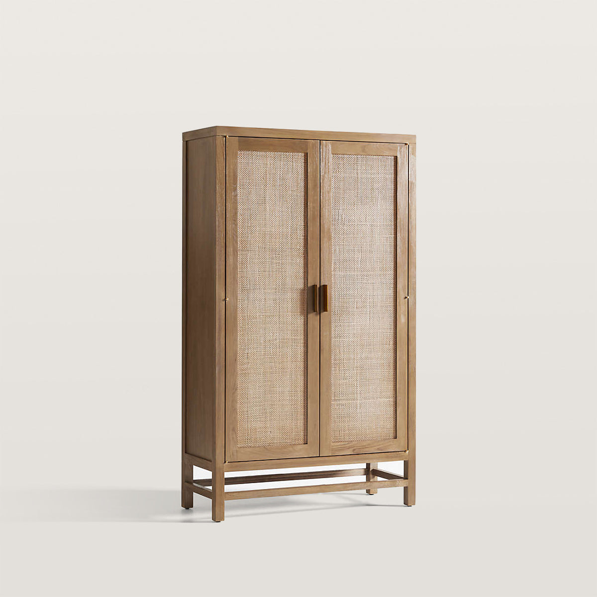 Rattan Double Door Storage Cabinet with Adjustable Shelves