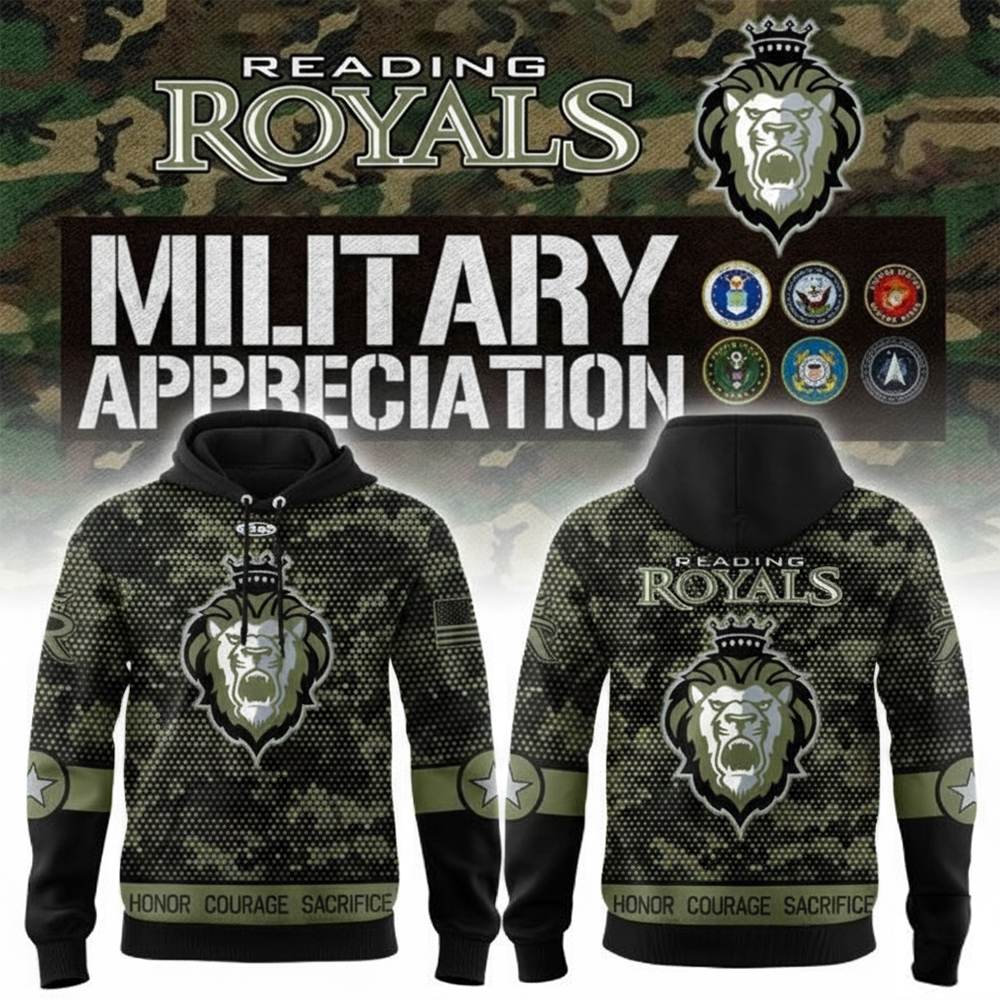 Reading Royals Military Appreciation Night Hoodie Royals Merch Honoring Gift For Hockey Fans