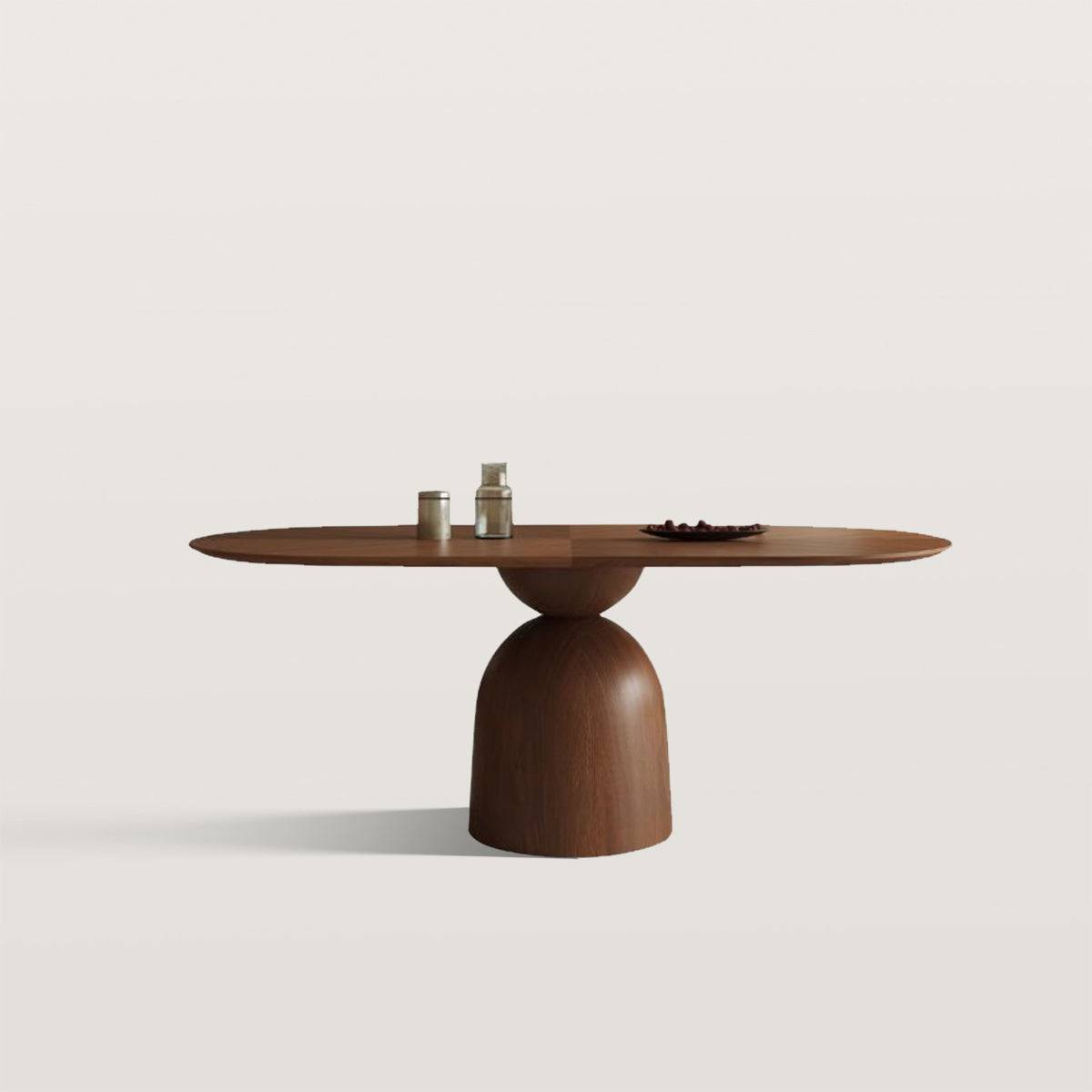 Rectangular Oval Black Walnut Wood Spliced Dining Table