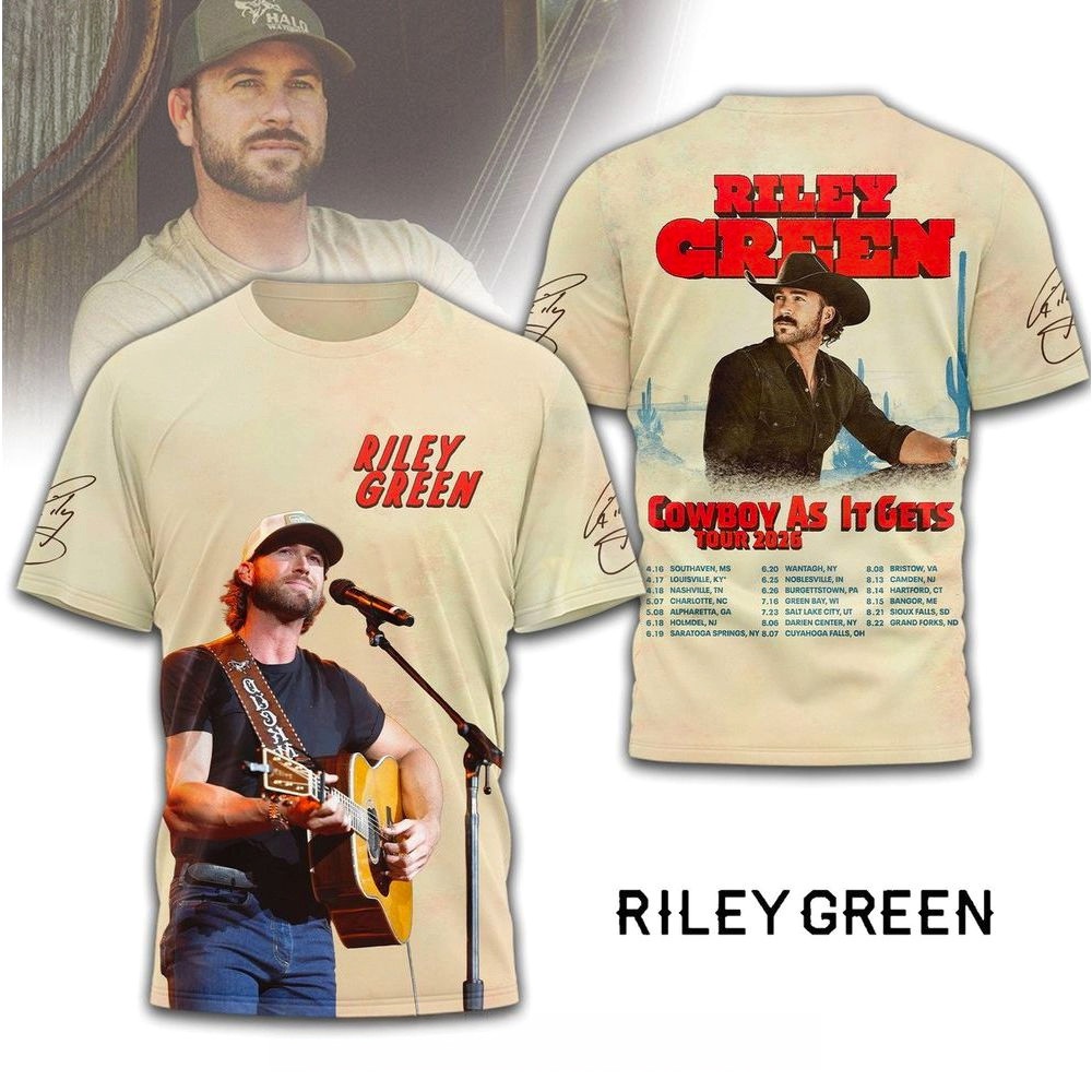 Riley Green Cowboy As It Gets Tour 2026 Shirt Riley Green Merch Birthday For Music Lovers