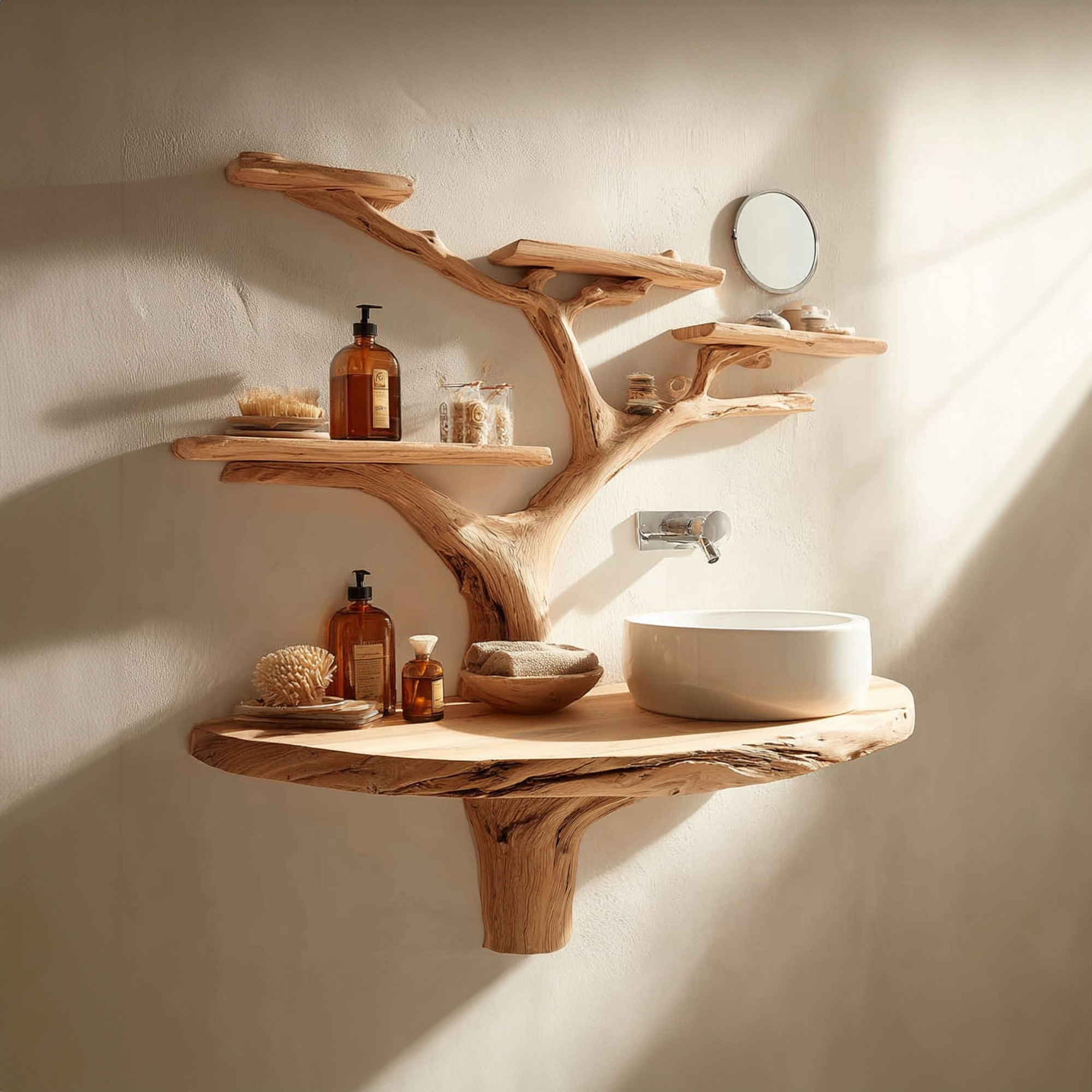 Rustic Artistic Tree Design Vanity Bathroom Or Spa Interior SINLKITBB010