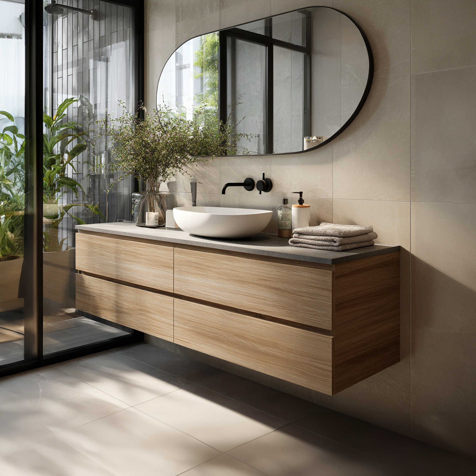 Rustic Bathroom Vanity Cabinet Natural Wood Wall Mounted Vanity SINLKIBRV203