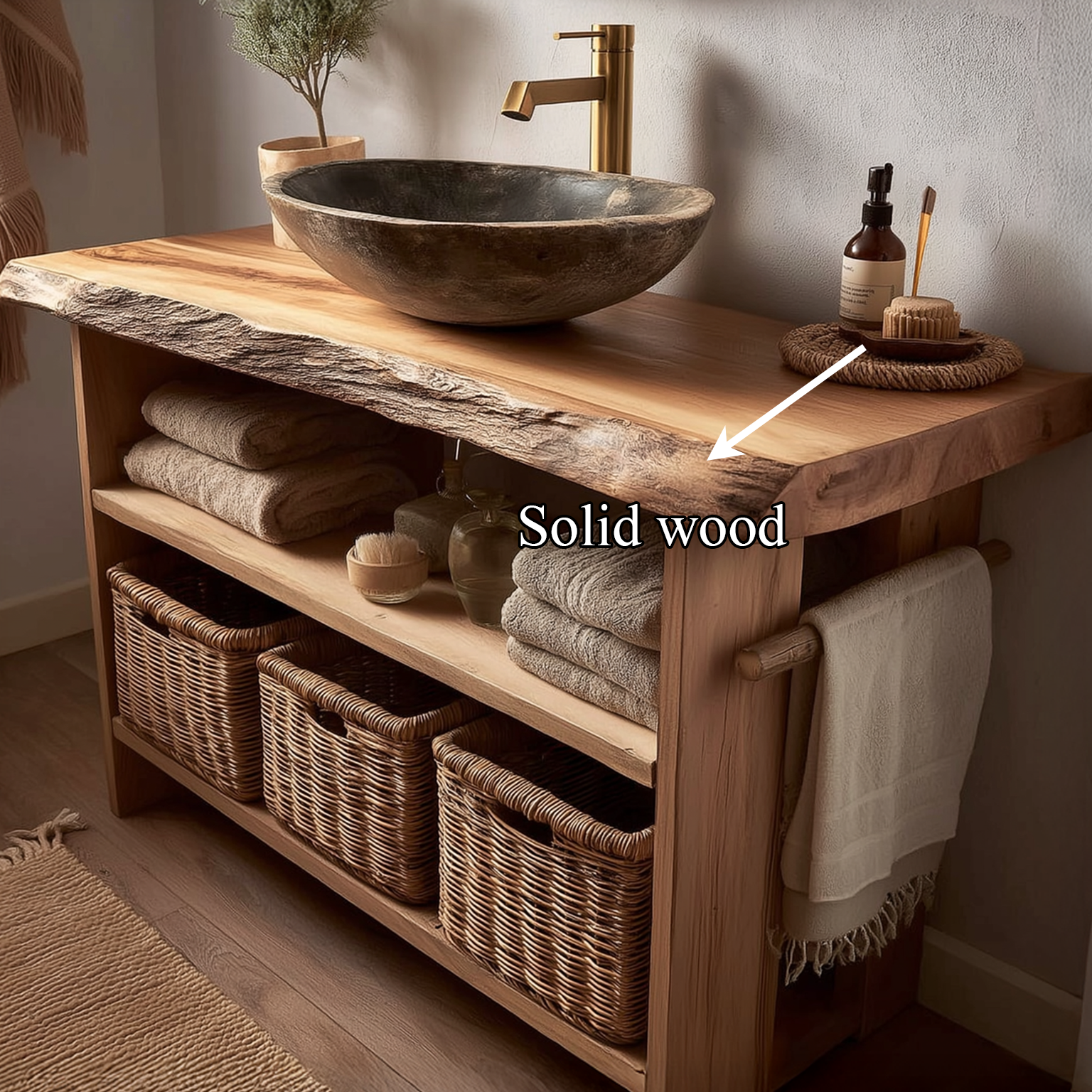 Rustic Bathroom Vanity Console Open Storage SINLSABRV056
