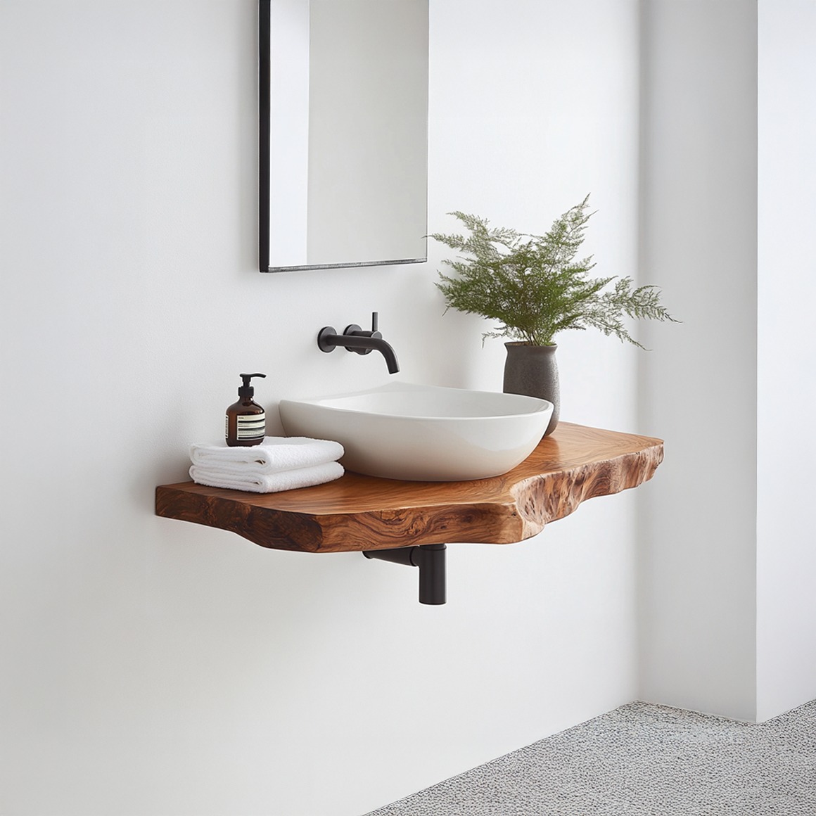 Rustic Bathroom Vanity Shelf Handcrafted Wood Bathroom Accent SINLSABRV226
