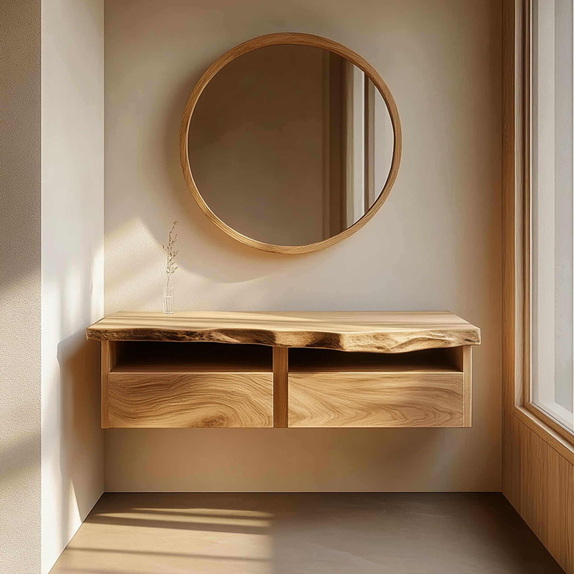 Rustic Bathroom Vanity Shelf Raw Wood Bathroom Aesthetic SINLKIBRV233