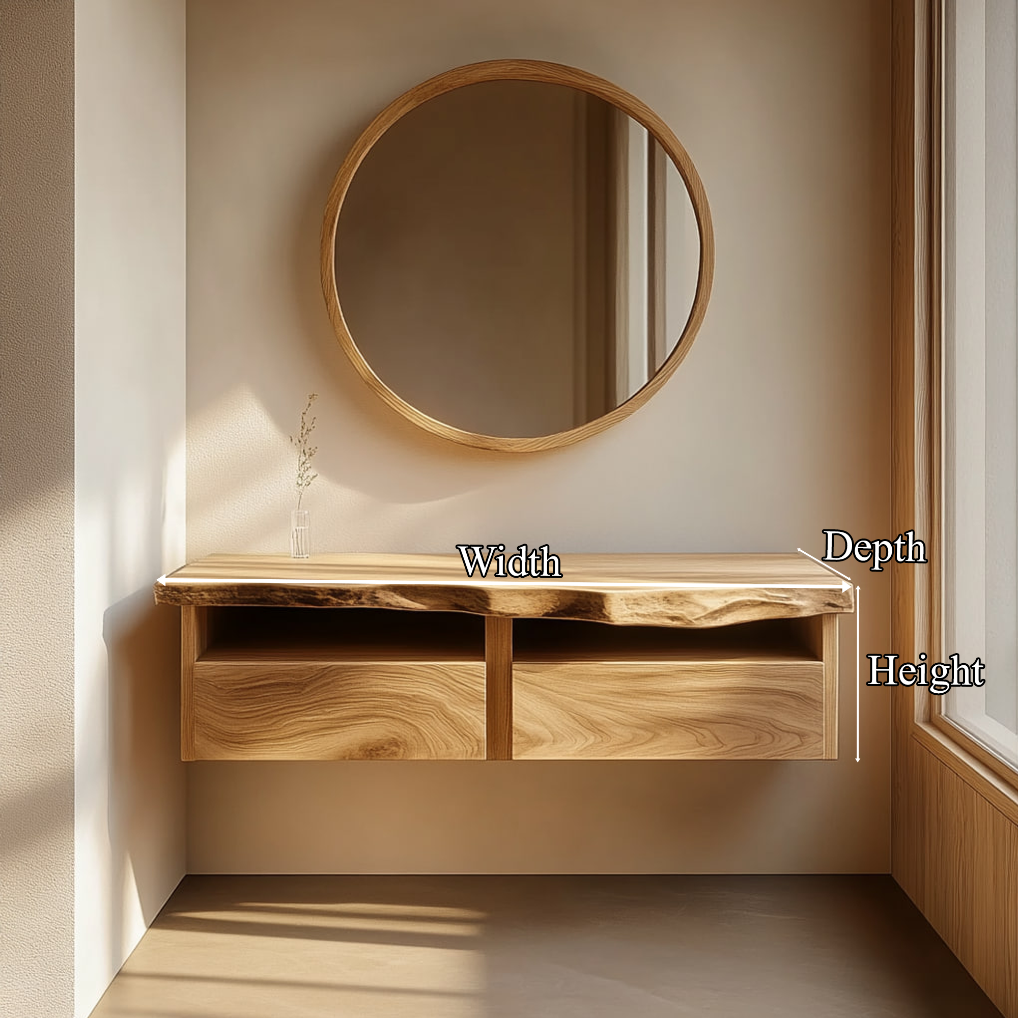 Rustic Bathroom Vanity Shelf Raw Wood Bathroom Aesthetic SINLKIBRV233