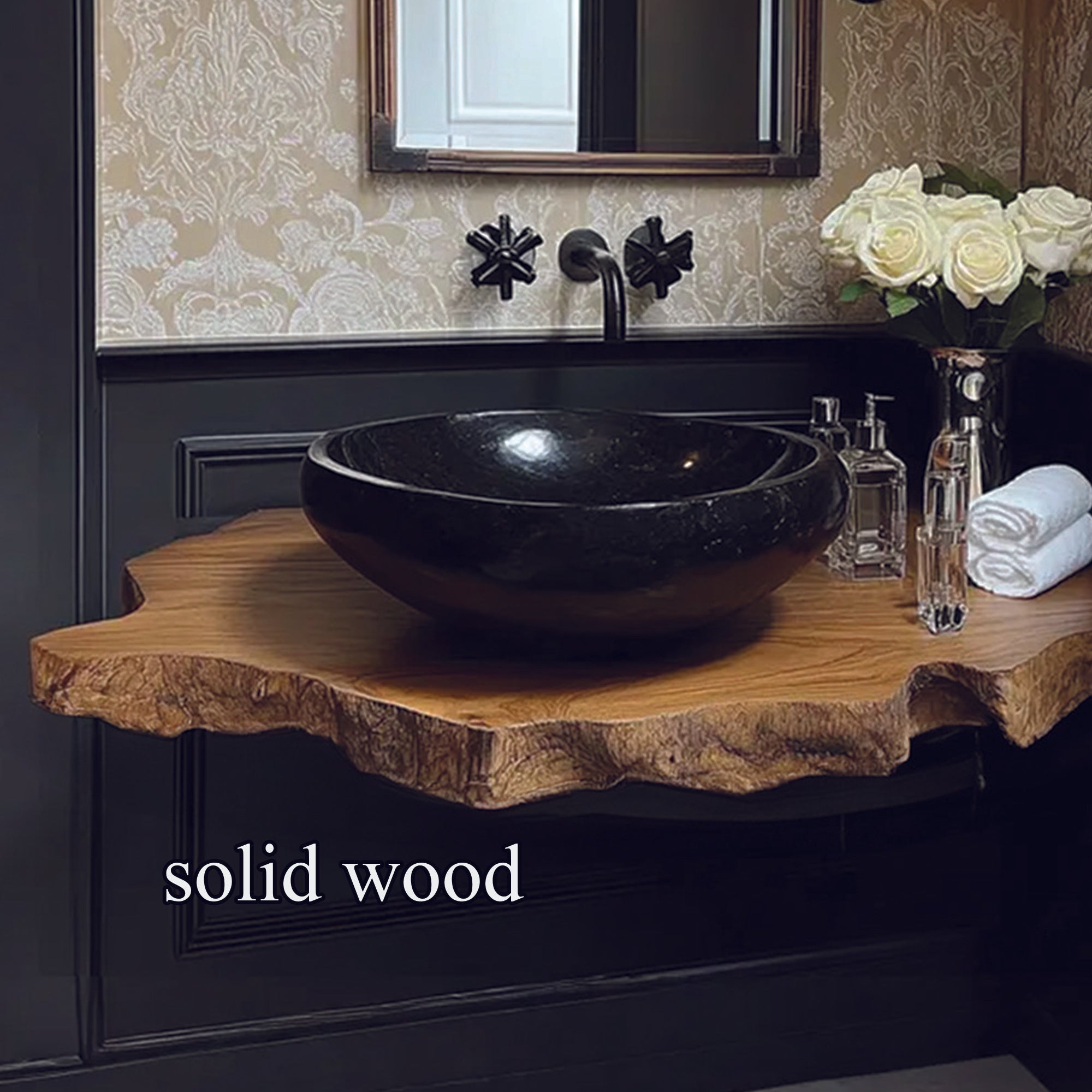 Rustic Edge Shelf Bathroom Vanity Shelf Handmade Gift SINLBRV034