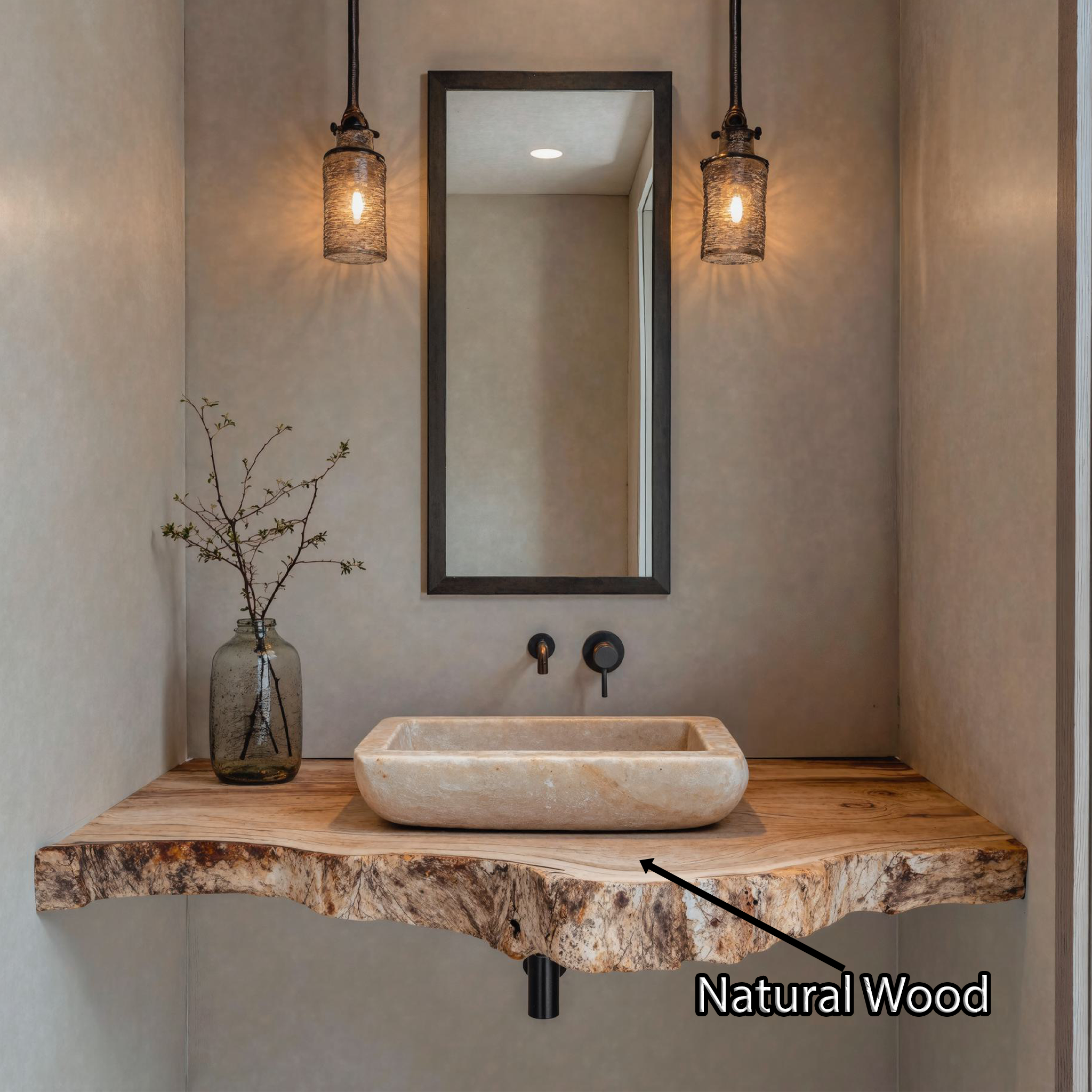 Rustic Farmhouse Bathroom Floating Shelf With Live Edge SILDTBRV113