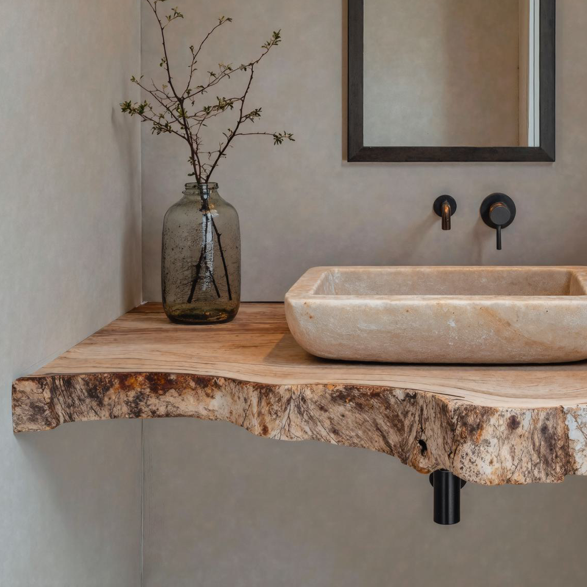 Rustic Farmhouse Bathroom Floating Shelf With Live Edge SILDTBRV113