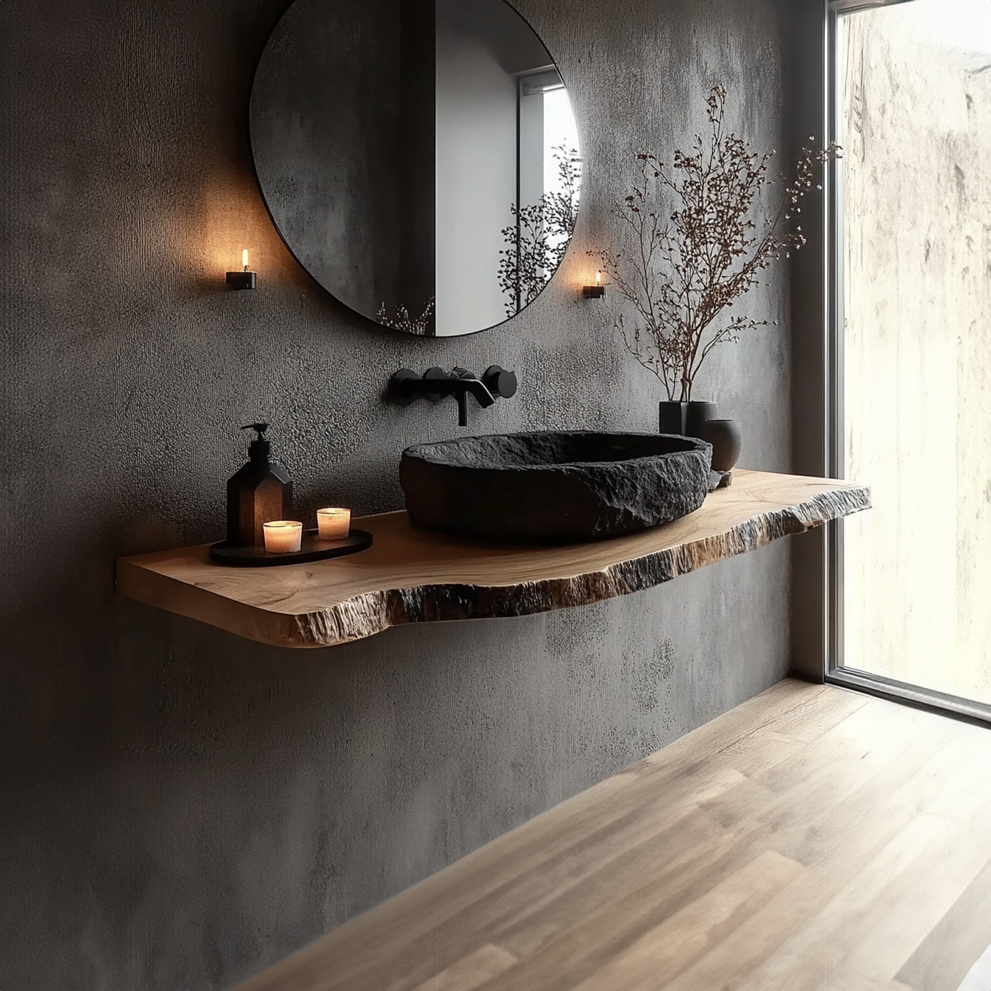 Rustic Floating Bathroom Vanity Modern Washroom SINLKIBRV193