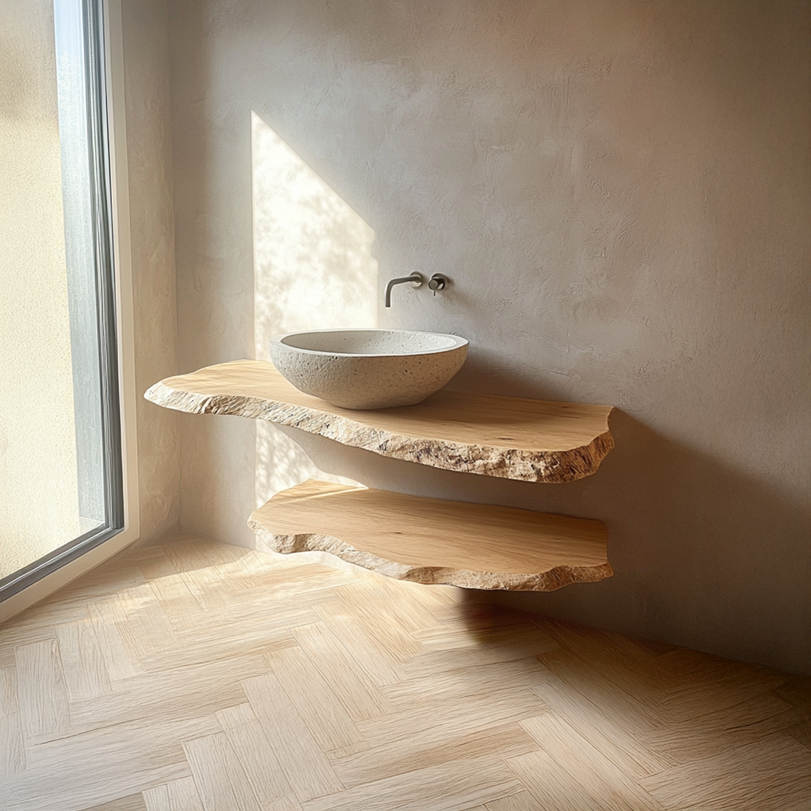 Rustic Floating Shelf Double Vanity Bathroom SINLSABRV178