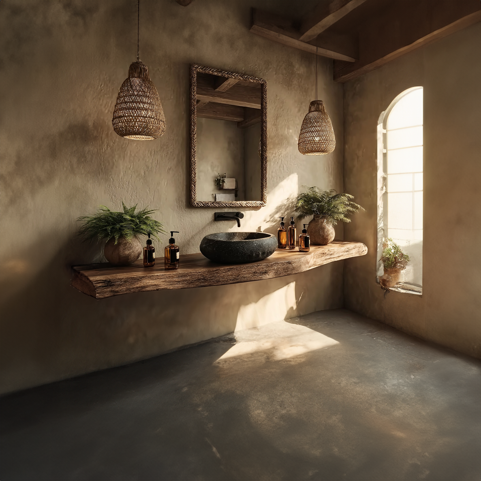 Rustic Floating Shelf Natural Edge Bathroom SINLKIBRV156