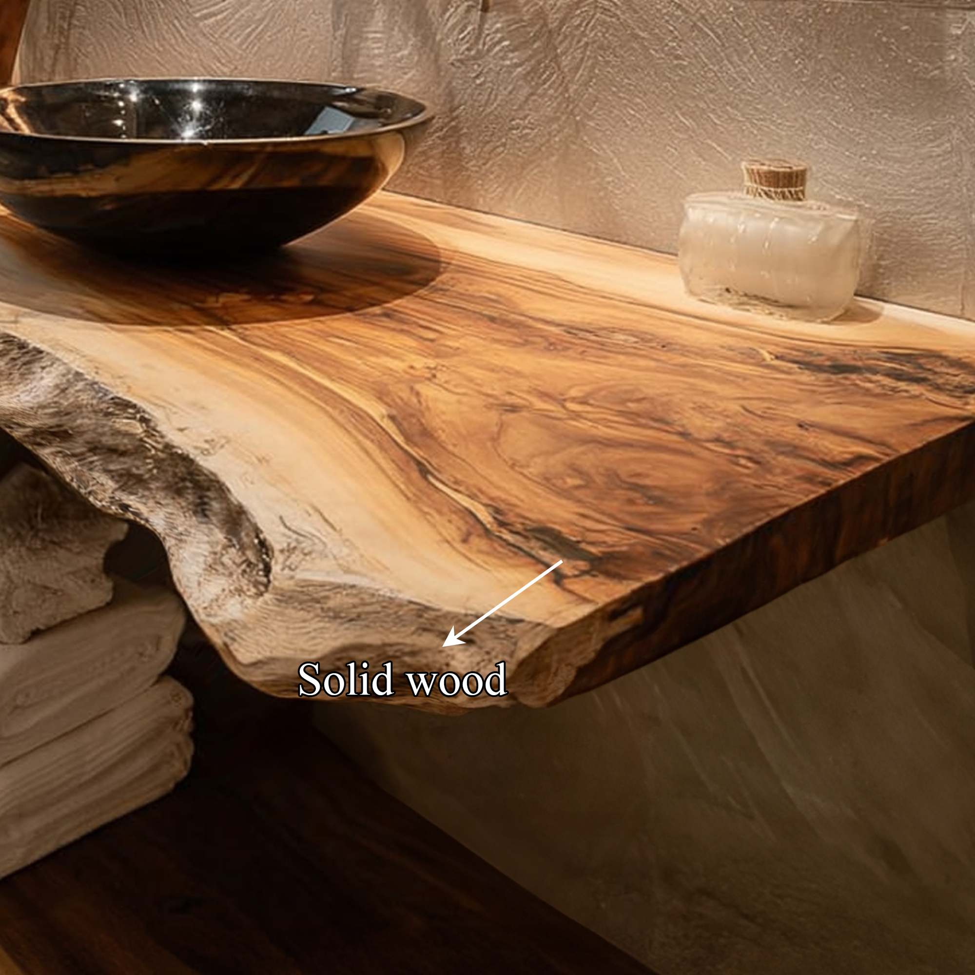 Rustic Floating Shelf Natural Edge Vanity Powder Room SINLKIBRV160