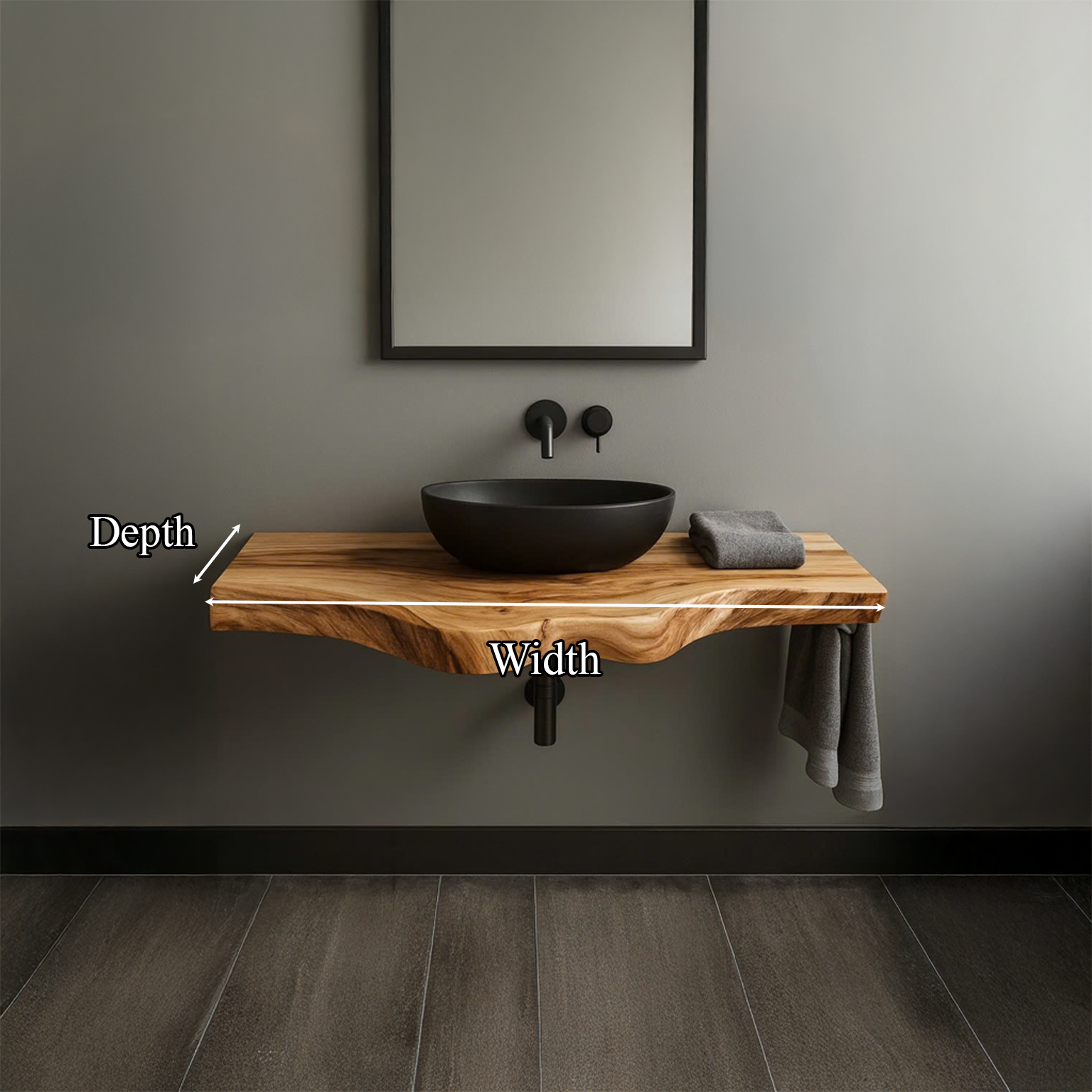 Rustic Floating Shelf Solid Wood Vanity Bathroom SINLSABRV096