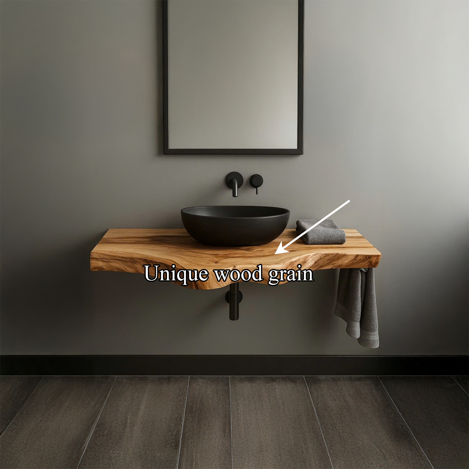 Rustic Floating Shelf Solid Wood Vanity Bathroom SINLSABRV096