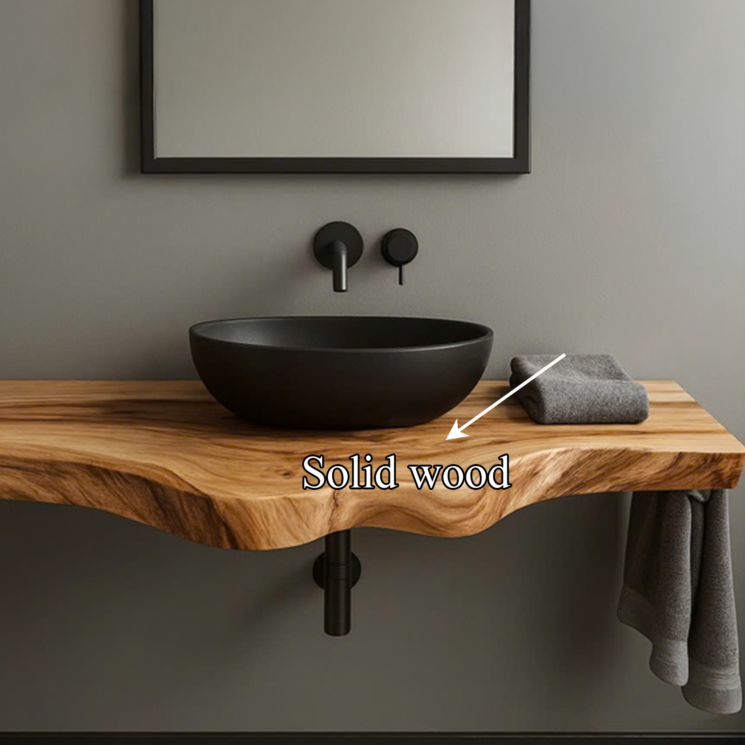 Rustic Floating Shelf Solid Wood Vanity Bathroom SINLSABRV096