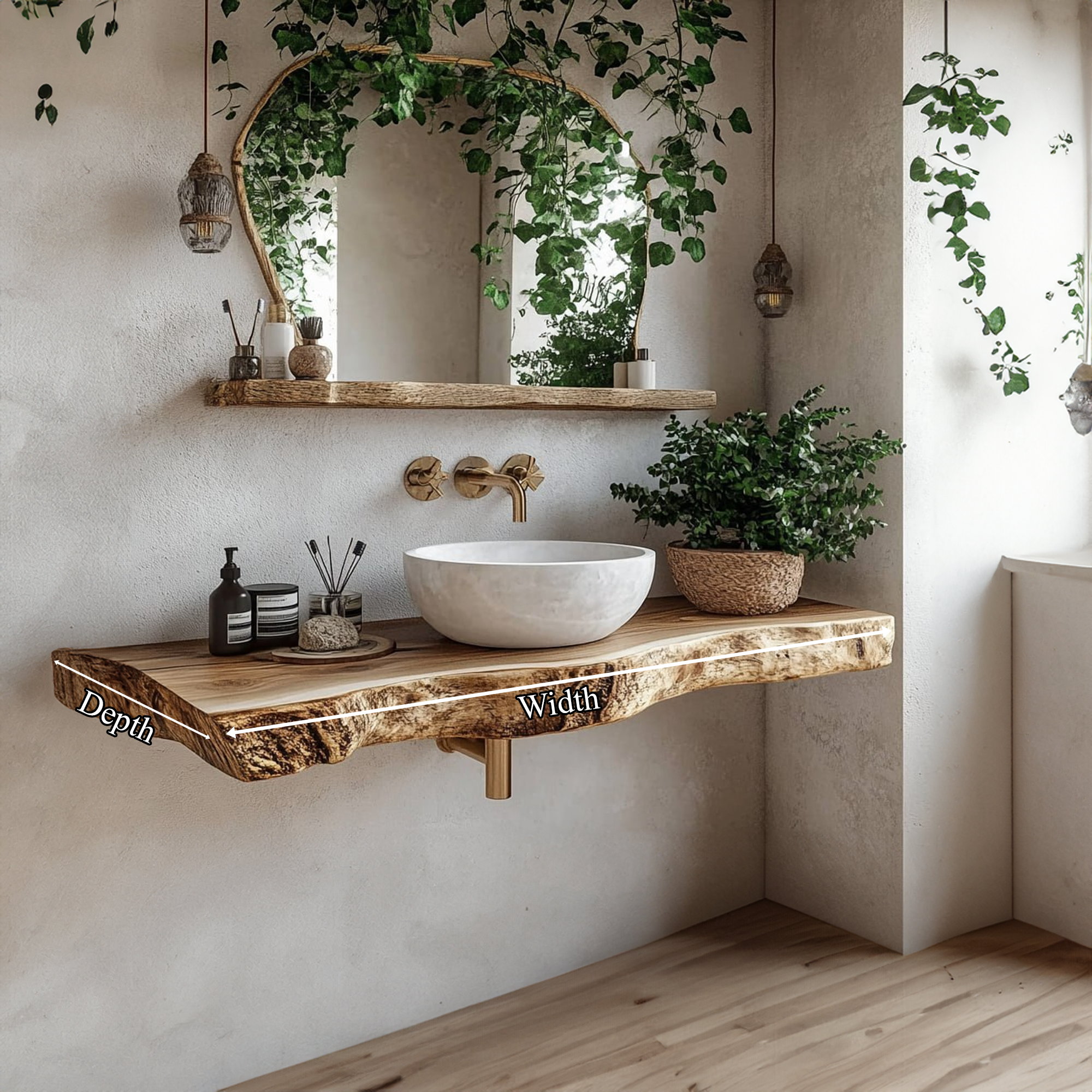 Rustic Floating Shelf Vanity Natural Finish Bathroom SINLBRV107