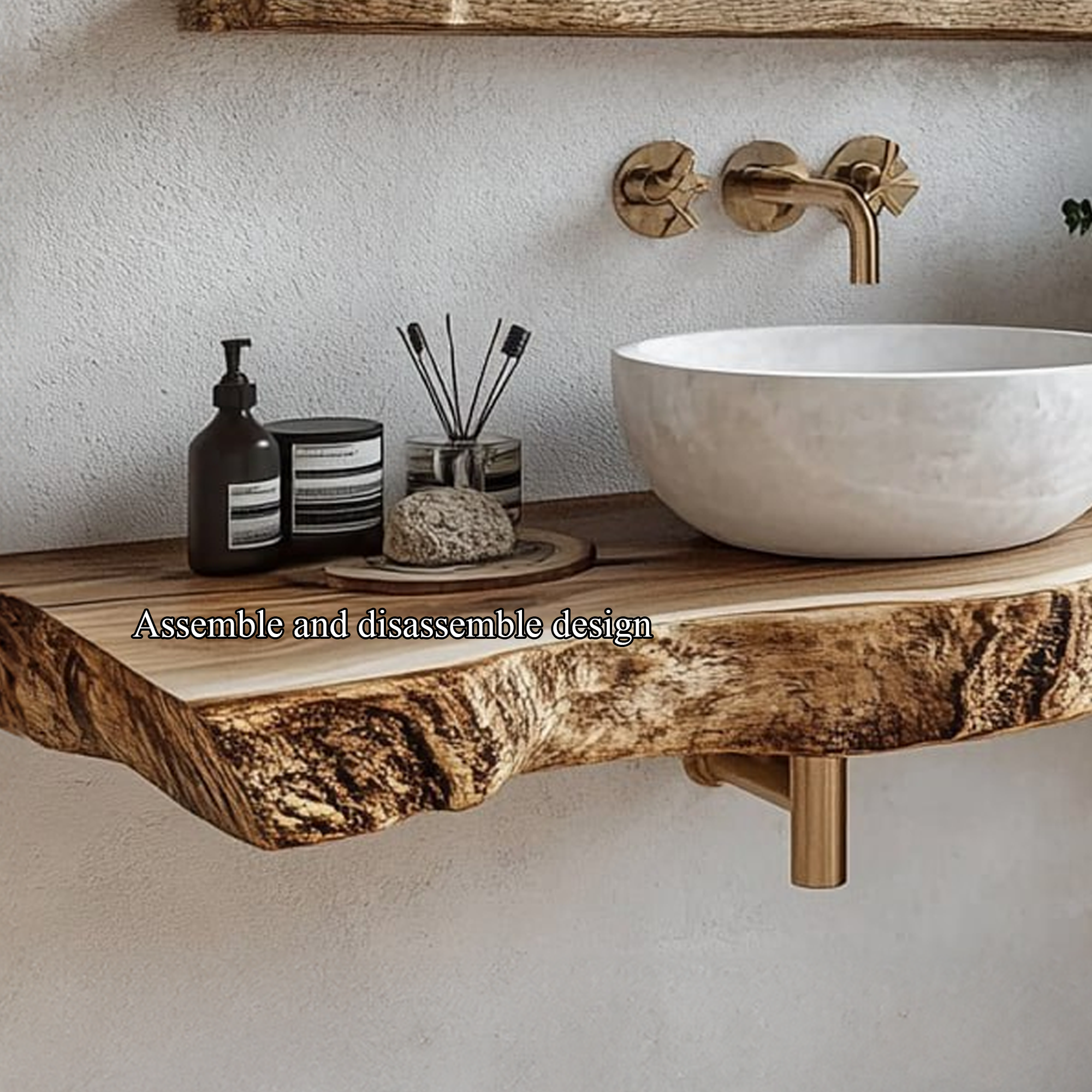 Rustic Floating Shelf Vanity Natural Finish Bathroom SINLBRV107