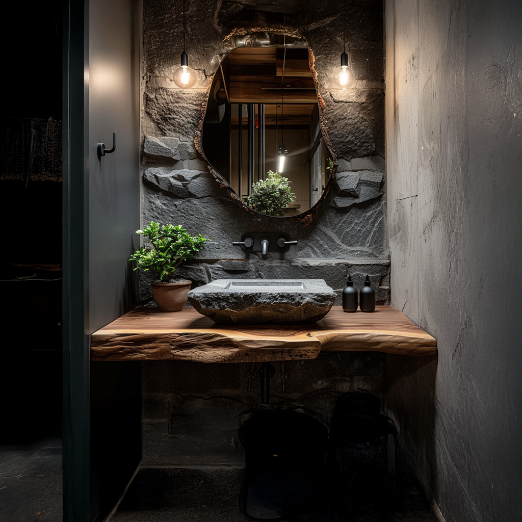 Rustic Floating Shelf Vanity Powder Room SINLSABRV087