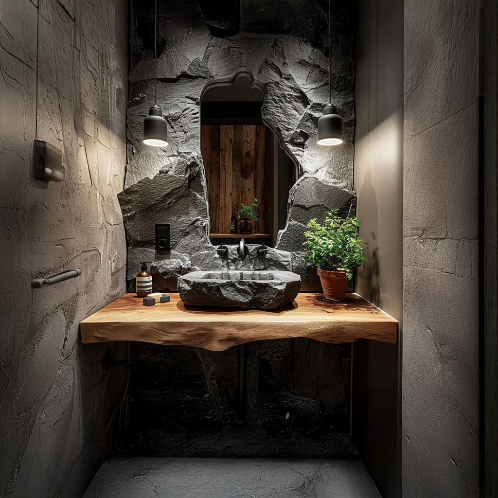 Rustic Floating Shelf Vanity Washroom SINLSABRV086