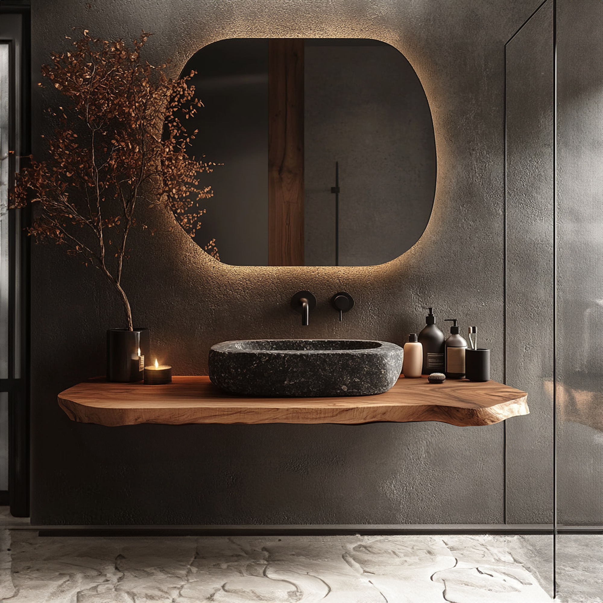 Rustic Floating Vanity Countertop Modern Bathroom SINLKIBRV183