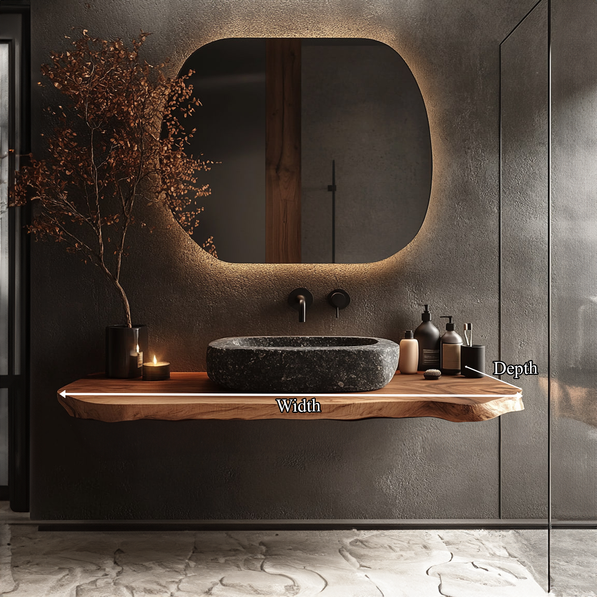 Rustic Floating Vanity Countertop Modern Bathroom SINLKIBRV183