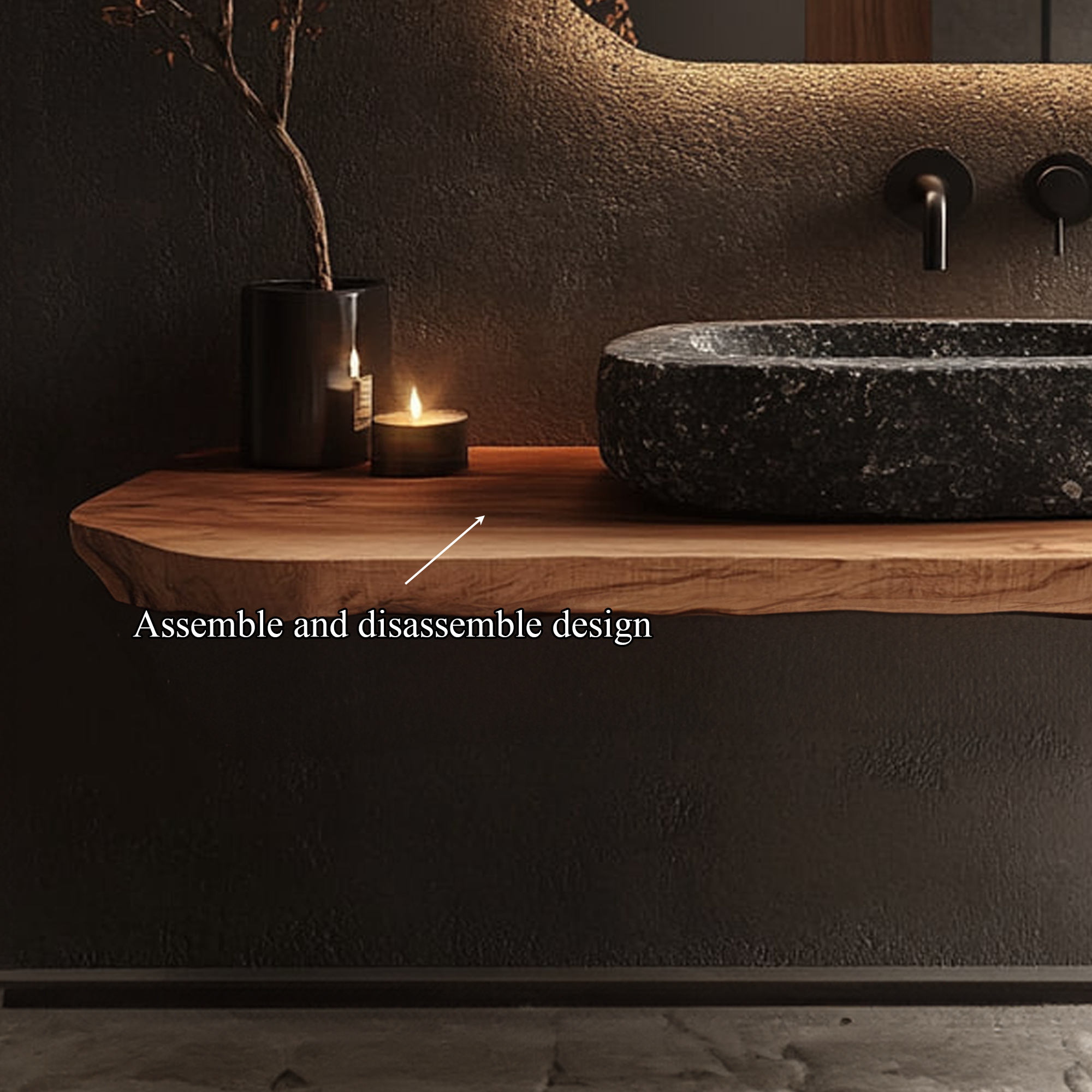 Rustic Floating Vanity Countertop Modern Bathroom SINLKIBRV183