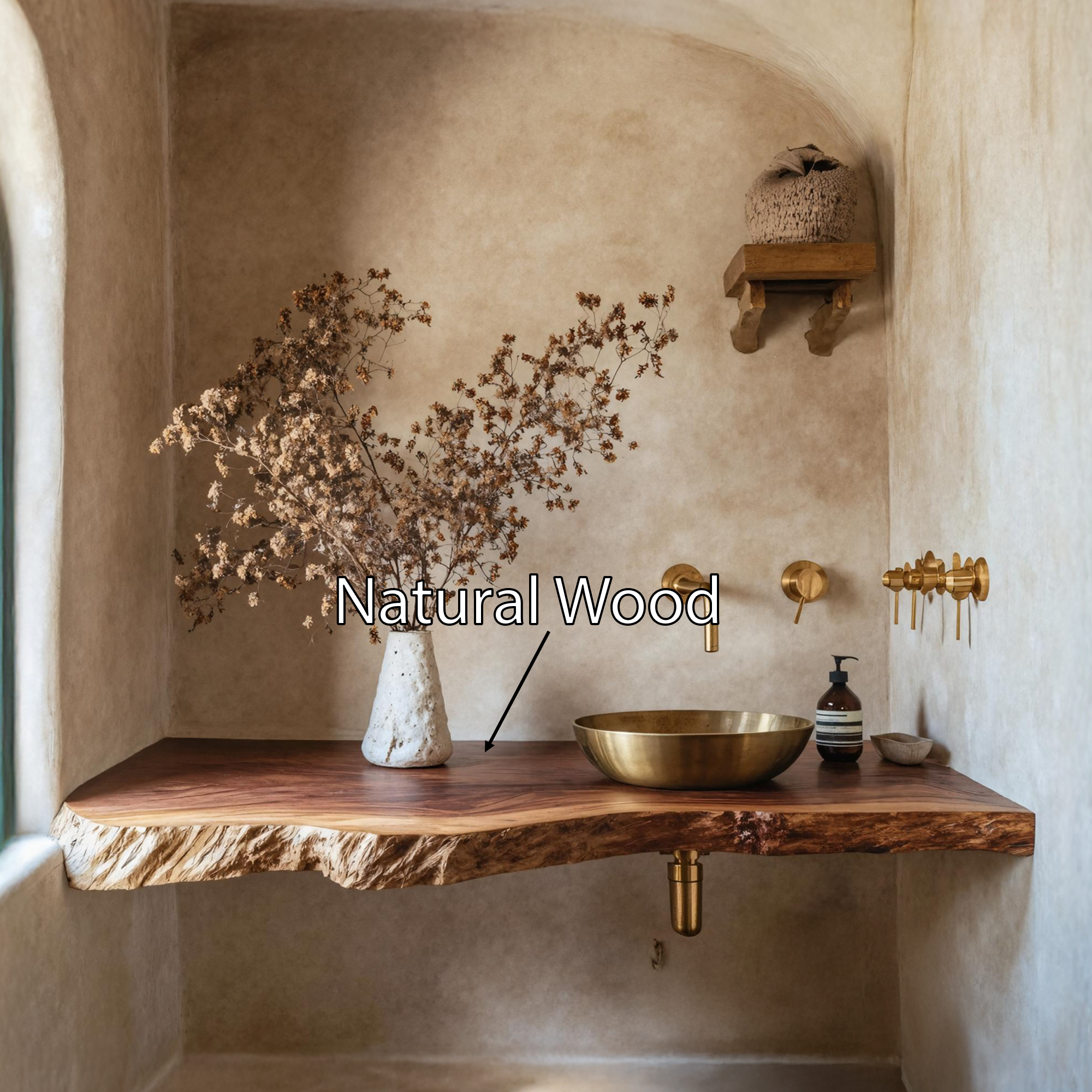 Rustic Live Edge Bathroom Vanity With Storage Shelf SILDTTRBAS013