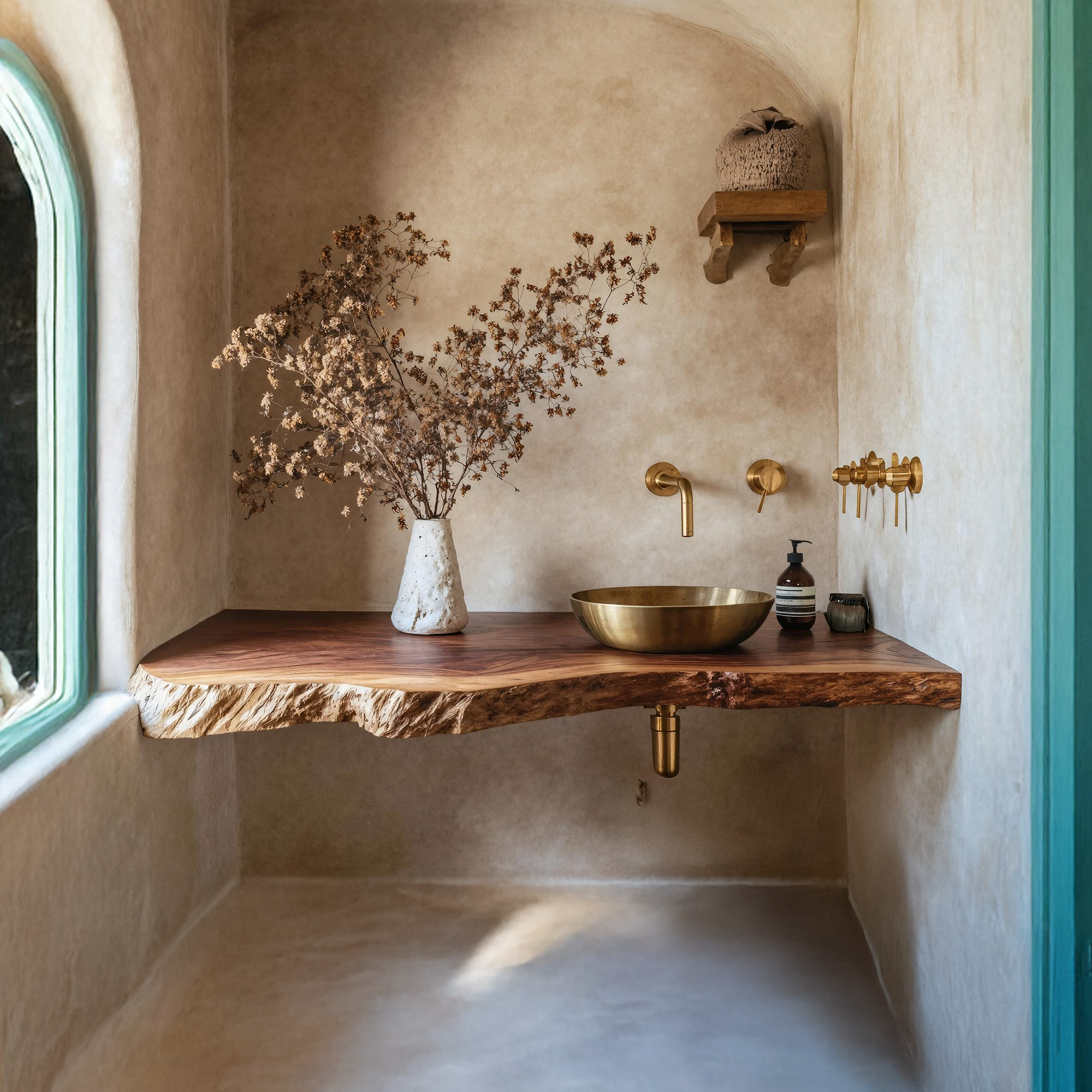 Rustic Live Edge Bathroom Vanity With Storage Shelf SILDTTRBAS013