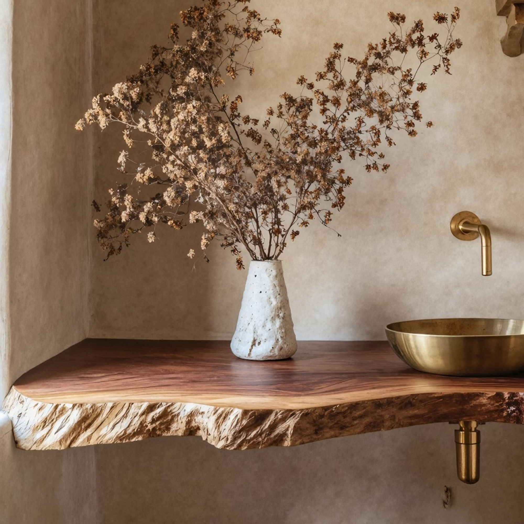 Rustic Live Edge Bathroom Vanity With Storage Shelf SILDTTRBAS013