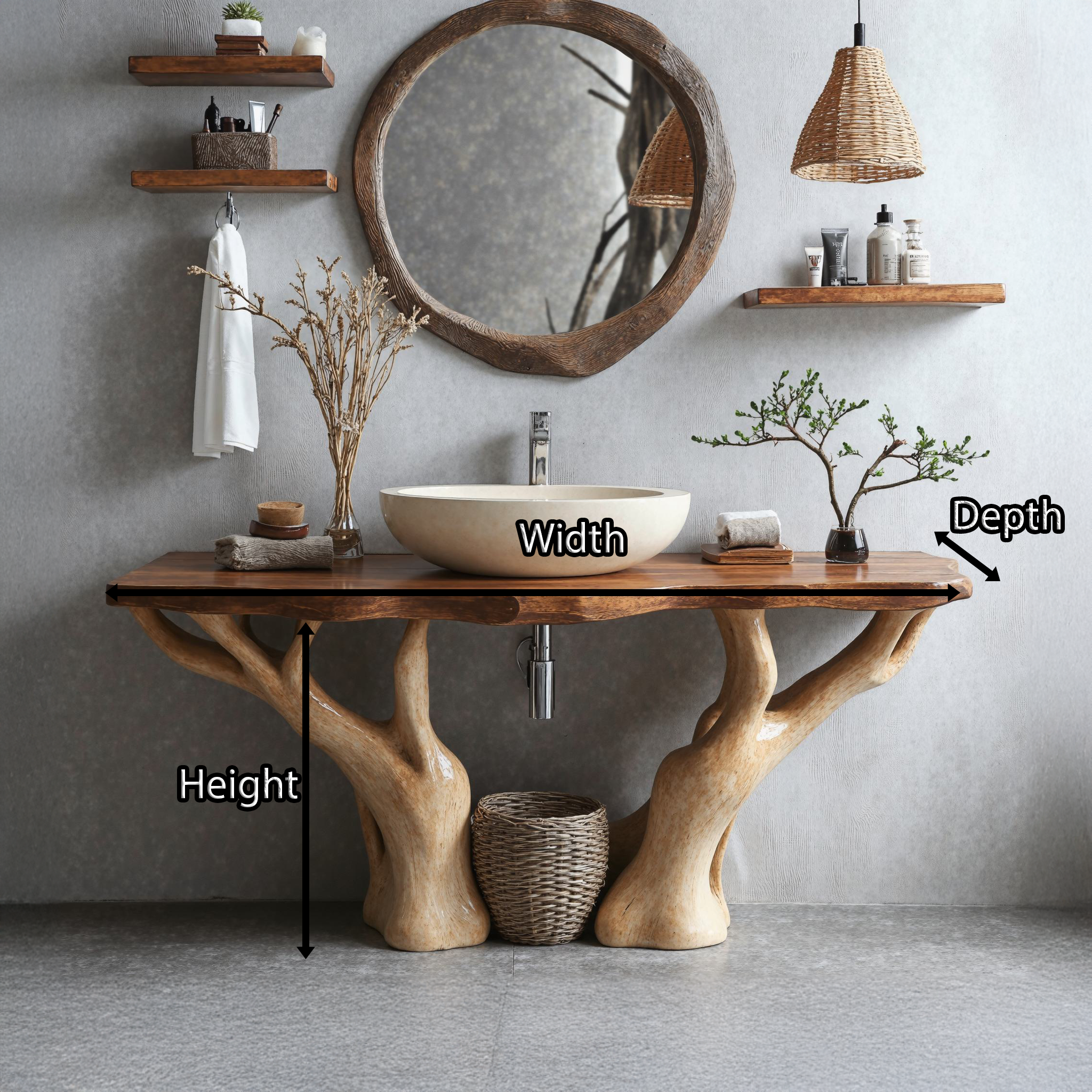 Rustic Live Edge Vanity For Contemporary Bathroom Spaces SILDTBRV101