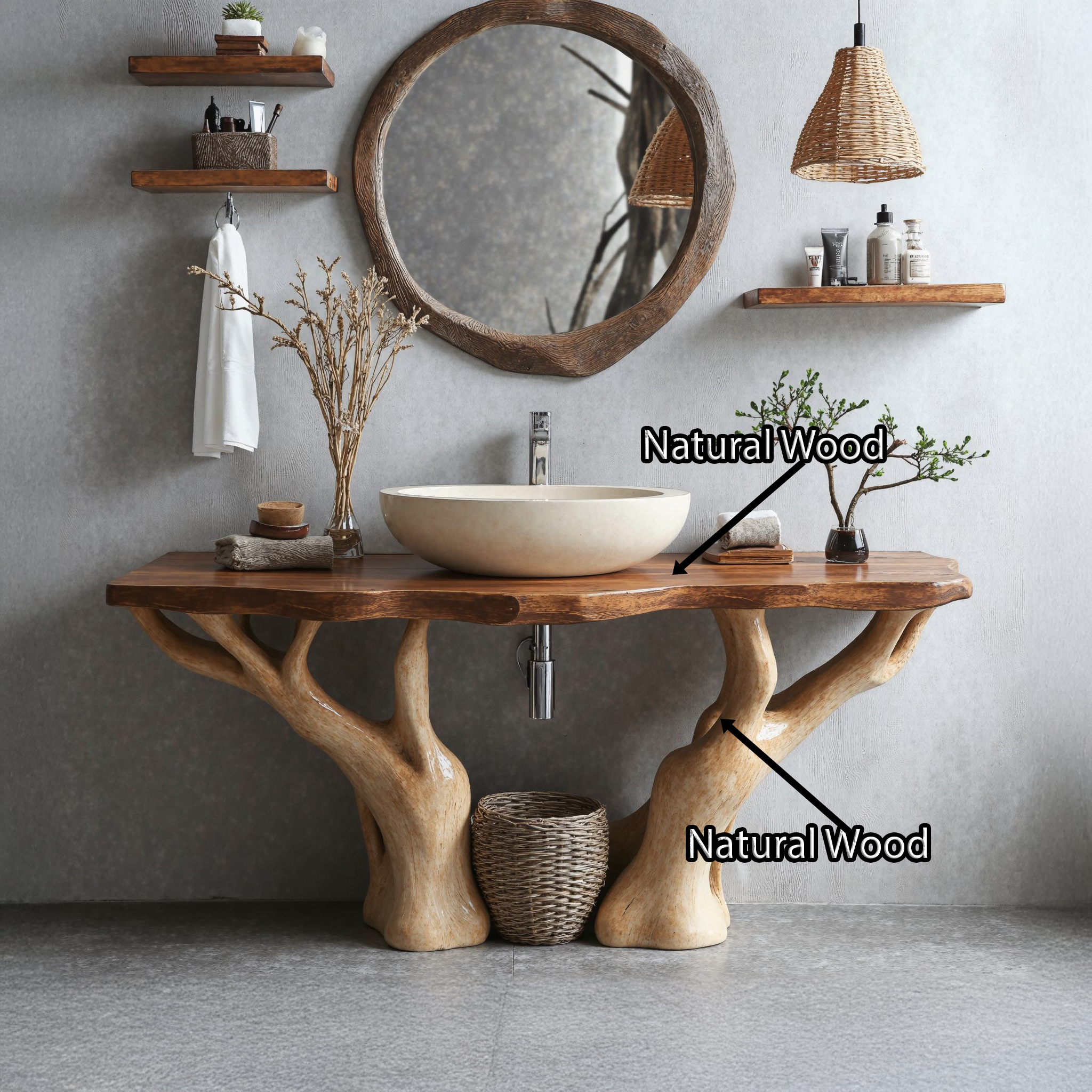 Rustic Live Edge Vanity For Contemporary Bathroom Spaces SILDTBRV101