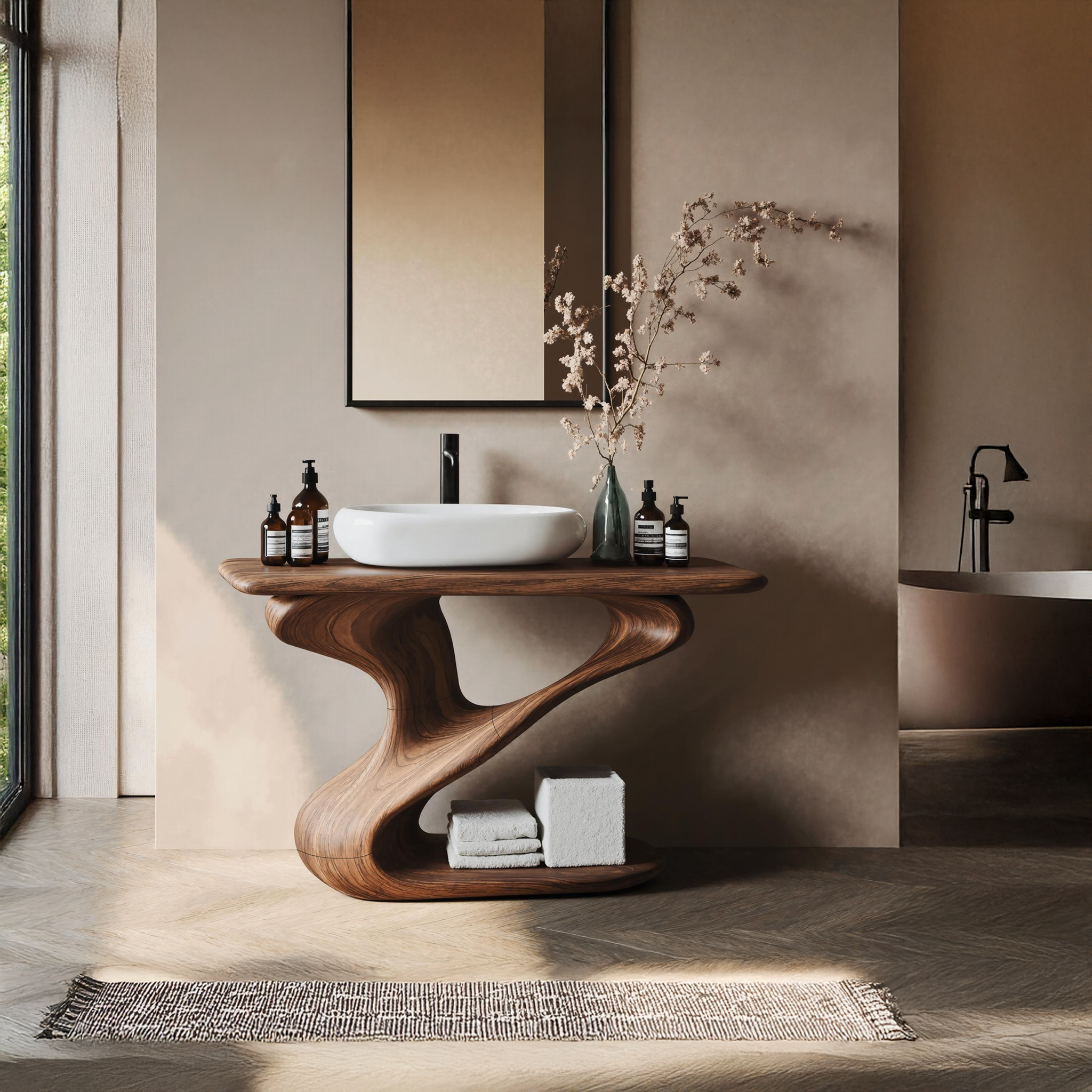 Rustic Live Edge Vanity For Natural Bathroom Design SILDTTNBRV005