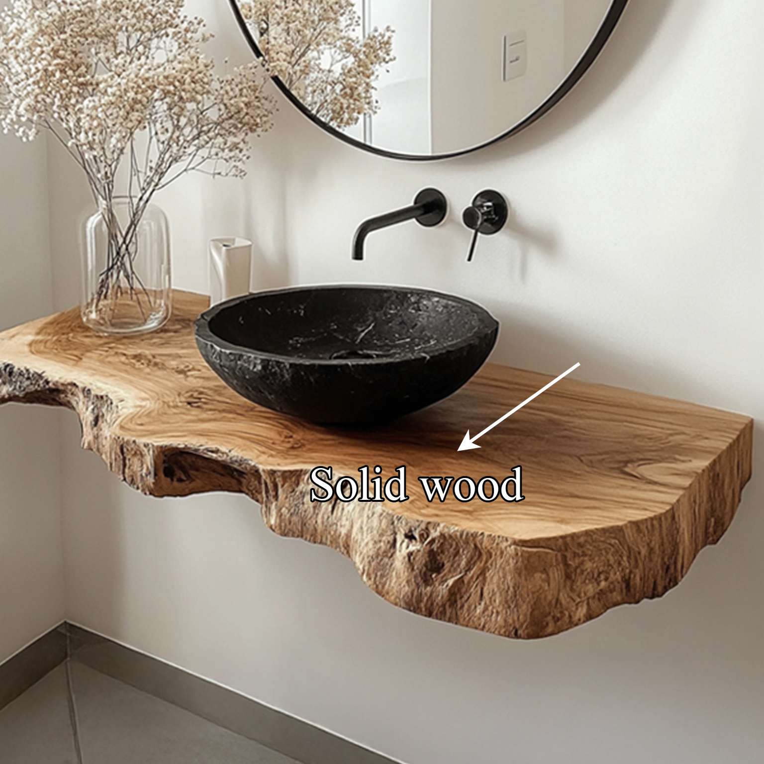 Rustic Minimalist Floating Shelf Bathroom Vanity SINLSABRV065