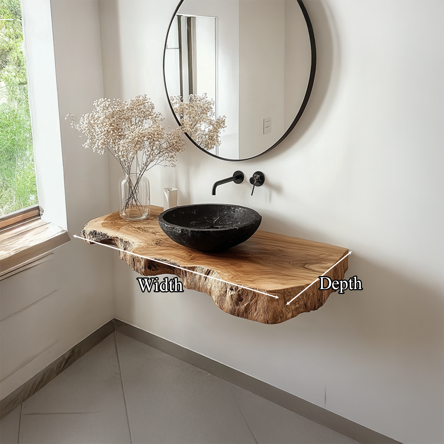 Rustic Minimalist Floating Shelf Bathroom Vanity SINLSABRV065