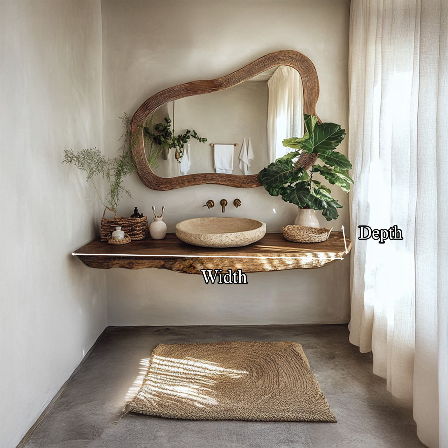 Rustic Natural Wood Vanity Bathroom SINLSABRV070