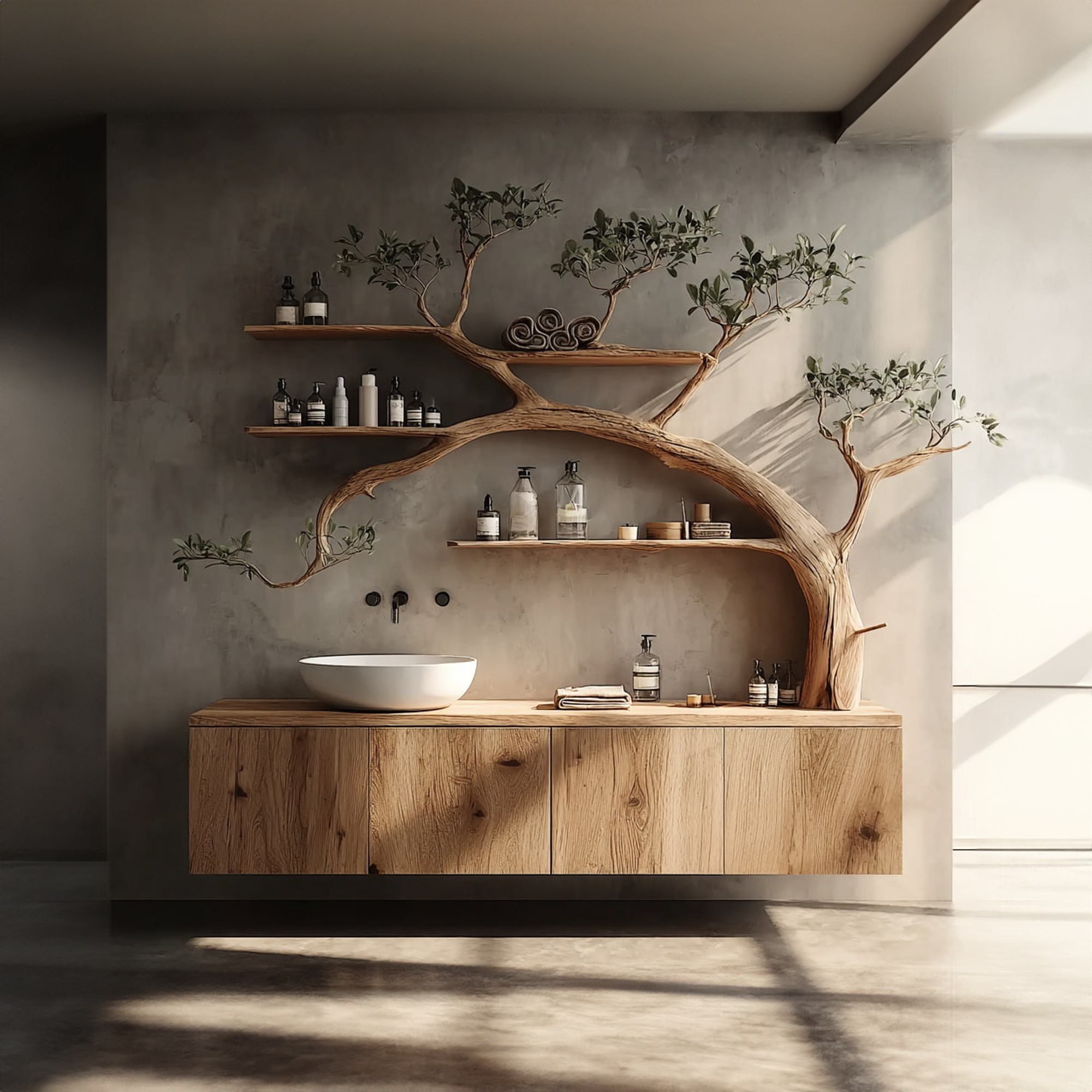 Rustic Organic Tree Inspired Vanity Bathroom Or Meditation Room SINLKITBB016