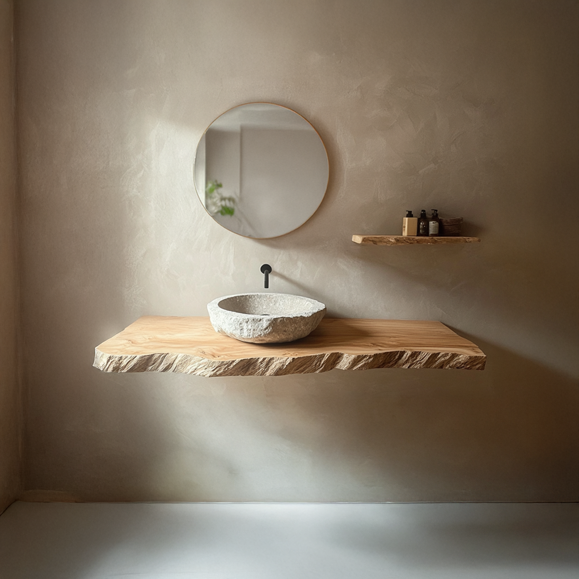 Rustic Shelf Natural Edge Vanity Bathroom SINLSABRV173